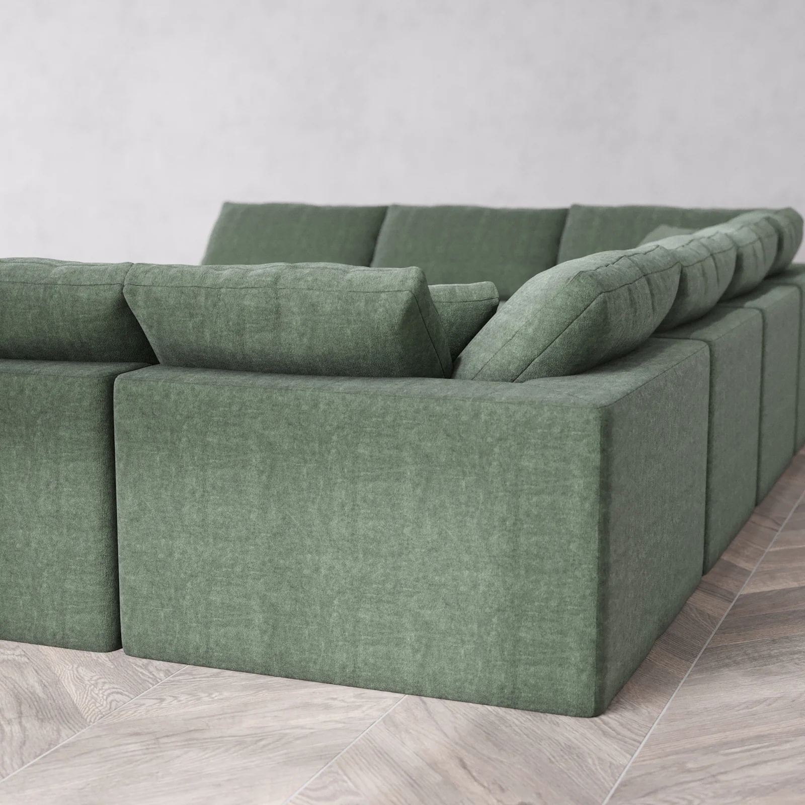 Modular Washable 10-Seater Open-Ends U Sectional + Chaise Ottoman Cloud Sofa | Heirloom Velvet in Sage - Image 6