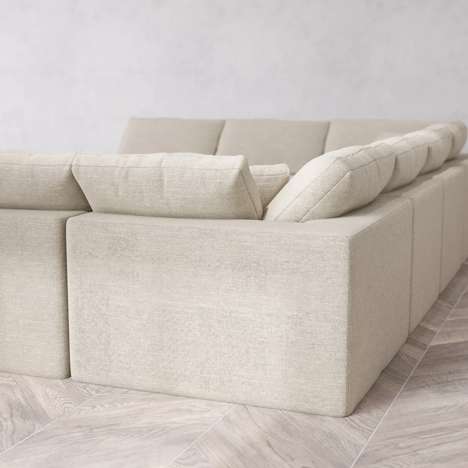 Modular Washable 10-Seater Open-Ends U Sectional + Chaise Ottoman Cloud Sofa | Plush Twill in Sandstone - Image 6