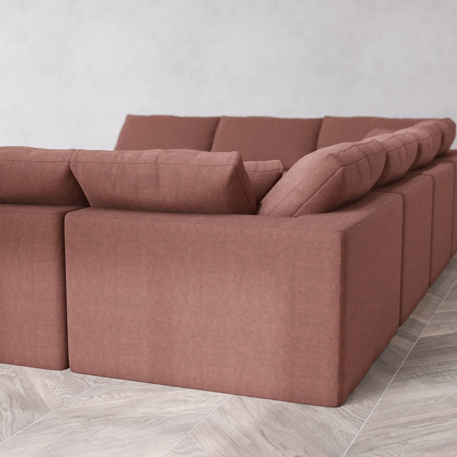 Modular Washable 10-Seater Open-Ends U Sectional Cloud Sofa | Heirloom Velvet in Sumac - Image 6