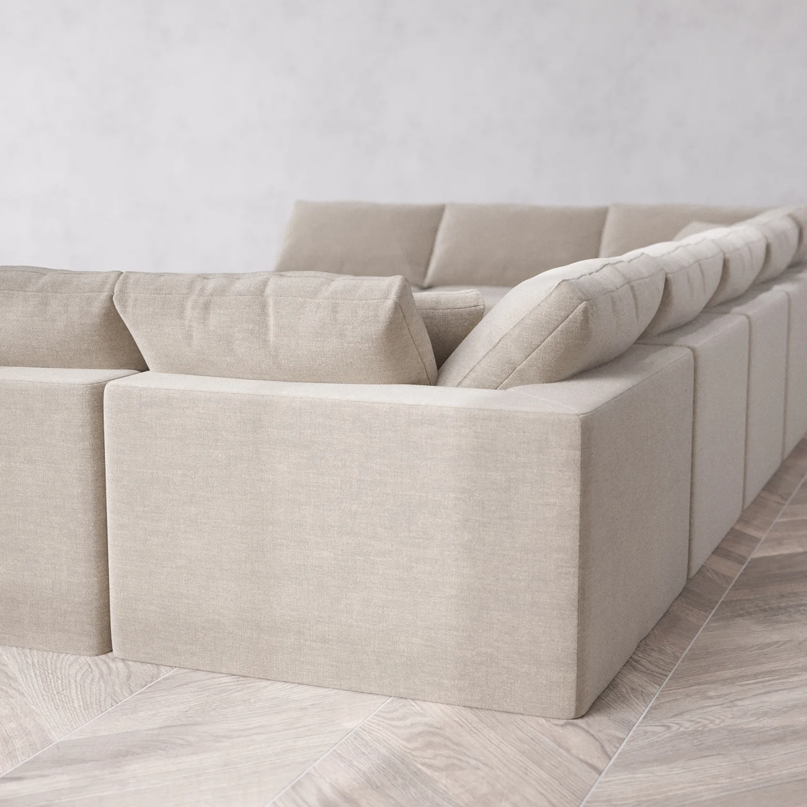 Modular Washable 11-Seater Open-Ends U Sectional Cloud Sofa | Satin Velvet in Caraway - Image 6