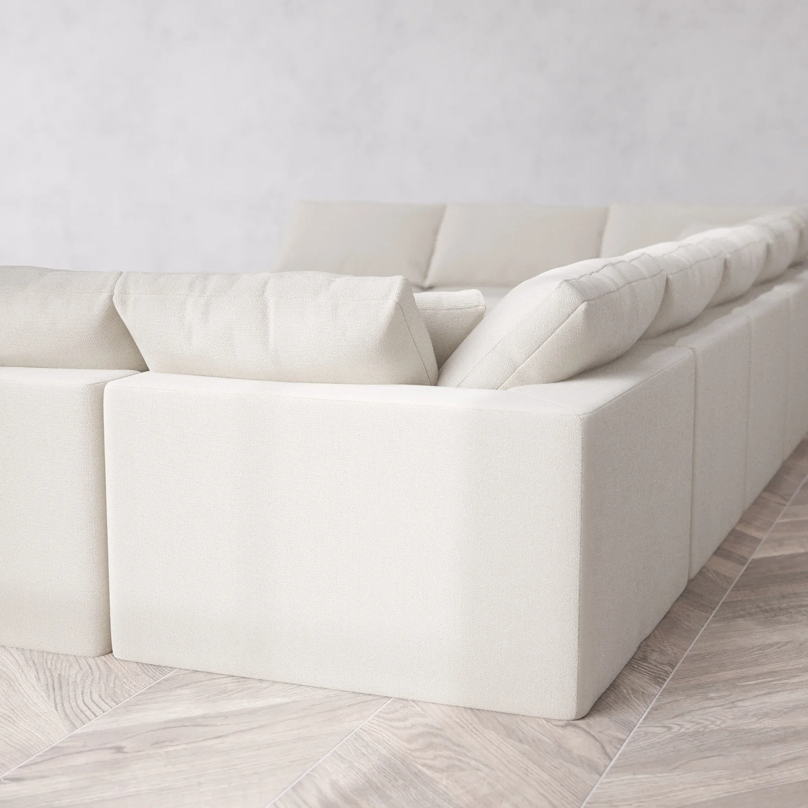 Modular Washable 11-Seater Open-Ends U Sectional Cloud Sofa | Lux Weave in Pearl - Image 6