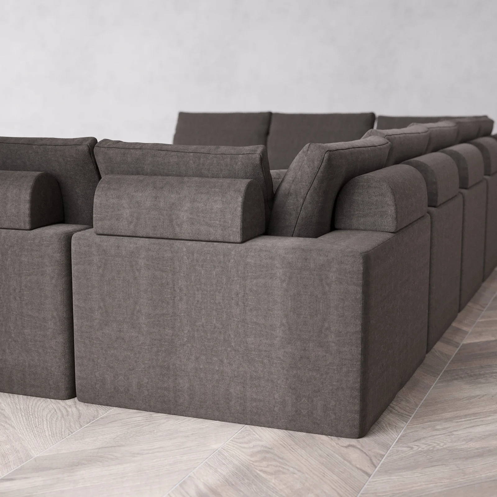Modular Washable 11-Seater Open-Ends U Sectional Cloud + Bolster Sofa | Heirloom Velvet in Truffle - Image 6