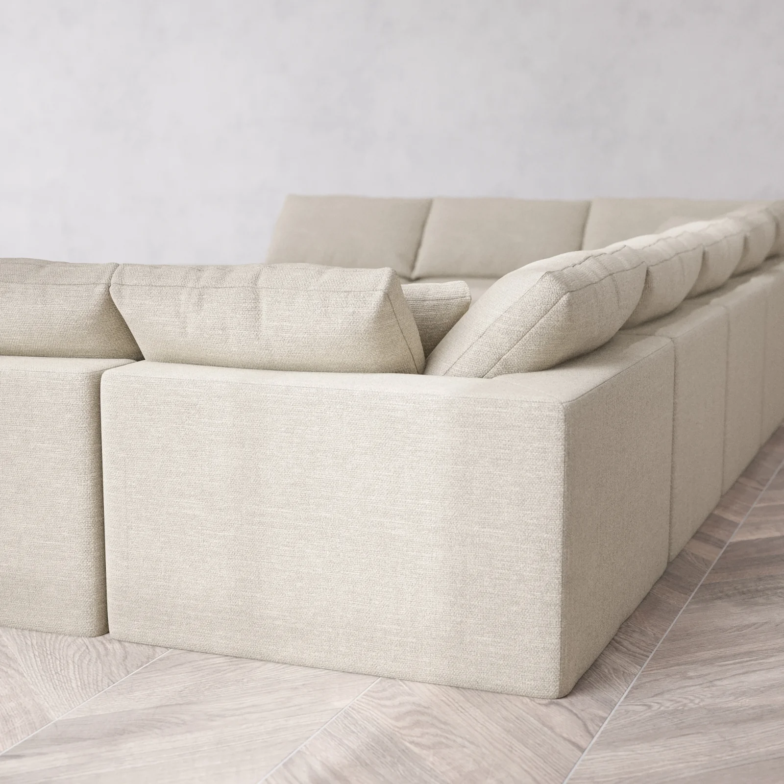 Modular Washable 11-Seater Open-Ends U Sectional Cloud Sofa | Plush Twill in Sandstone - Image 6