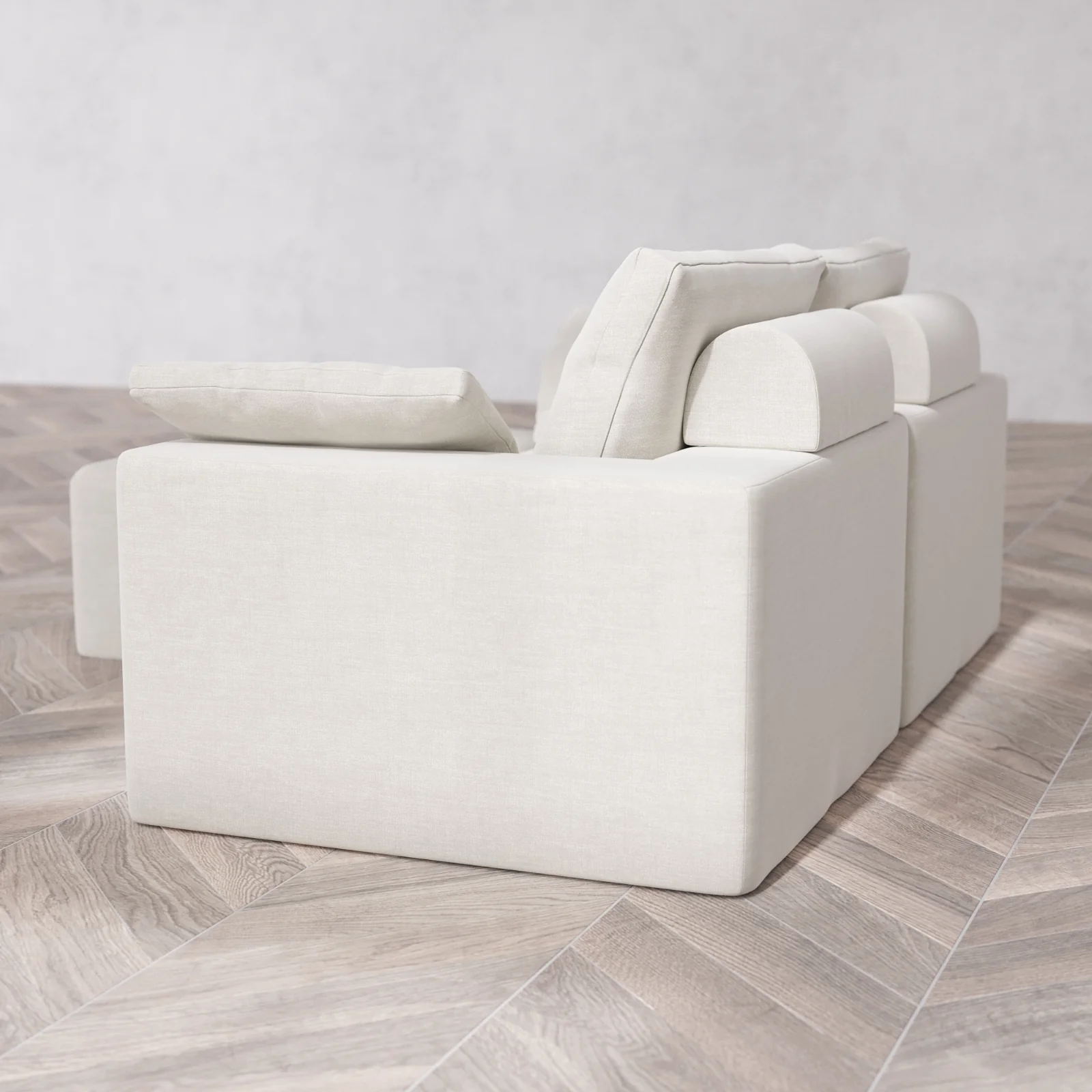 Modular Washable 2-Seater Chaise Sectional Cloud + Bolster Sofa | Satin Velvet in Cashew - Image 6