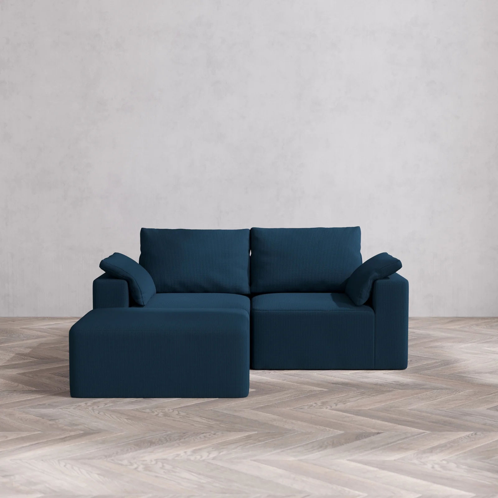 Modular Washable 2-Seater Chaise Sectional Cloud + Bolster Sofa | Arden Weave in Lazuli