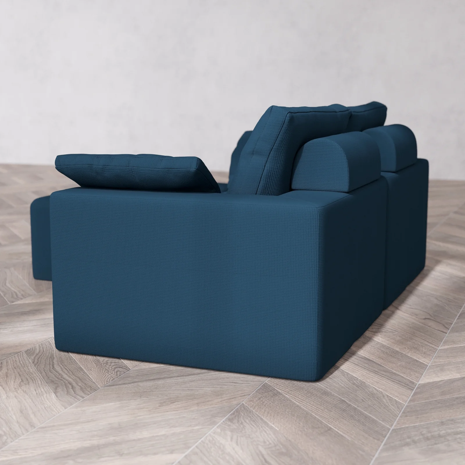 Modular Washable 2-Seater Chaise Sectional Cloud + Bolster Sofa | Arden Weave in Lazuli - Image 6