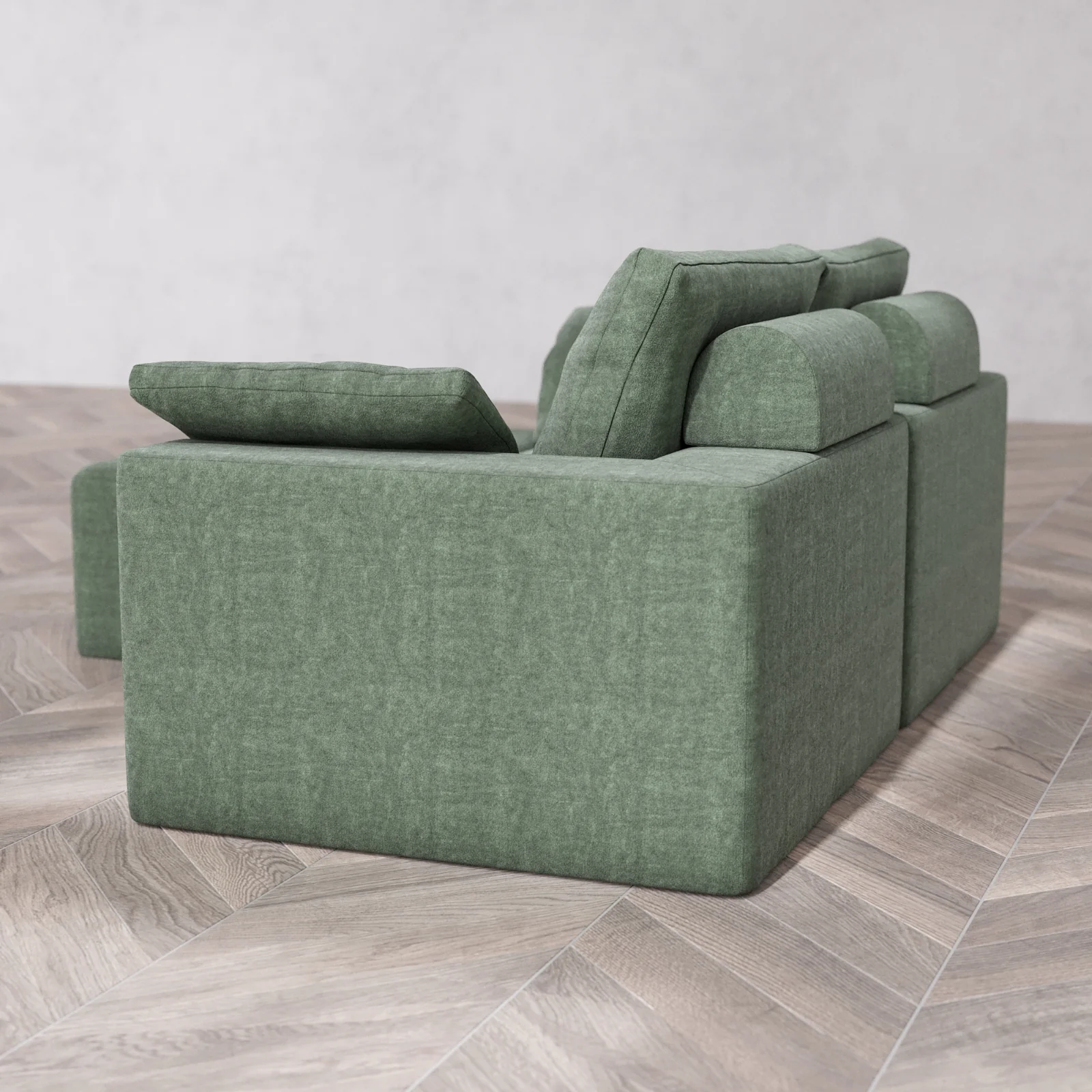 Modular Washable 2-Seater Chaise Sectional Cloud + Bolster Sofa | Heirloom Velvet in Sage - Image 6