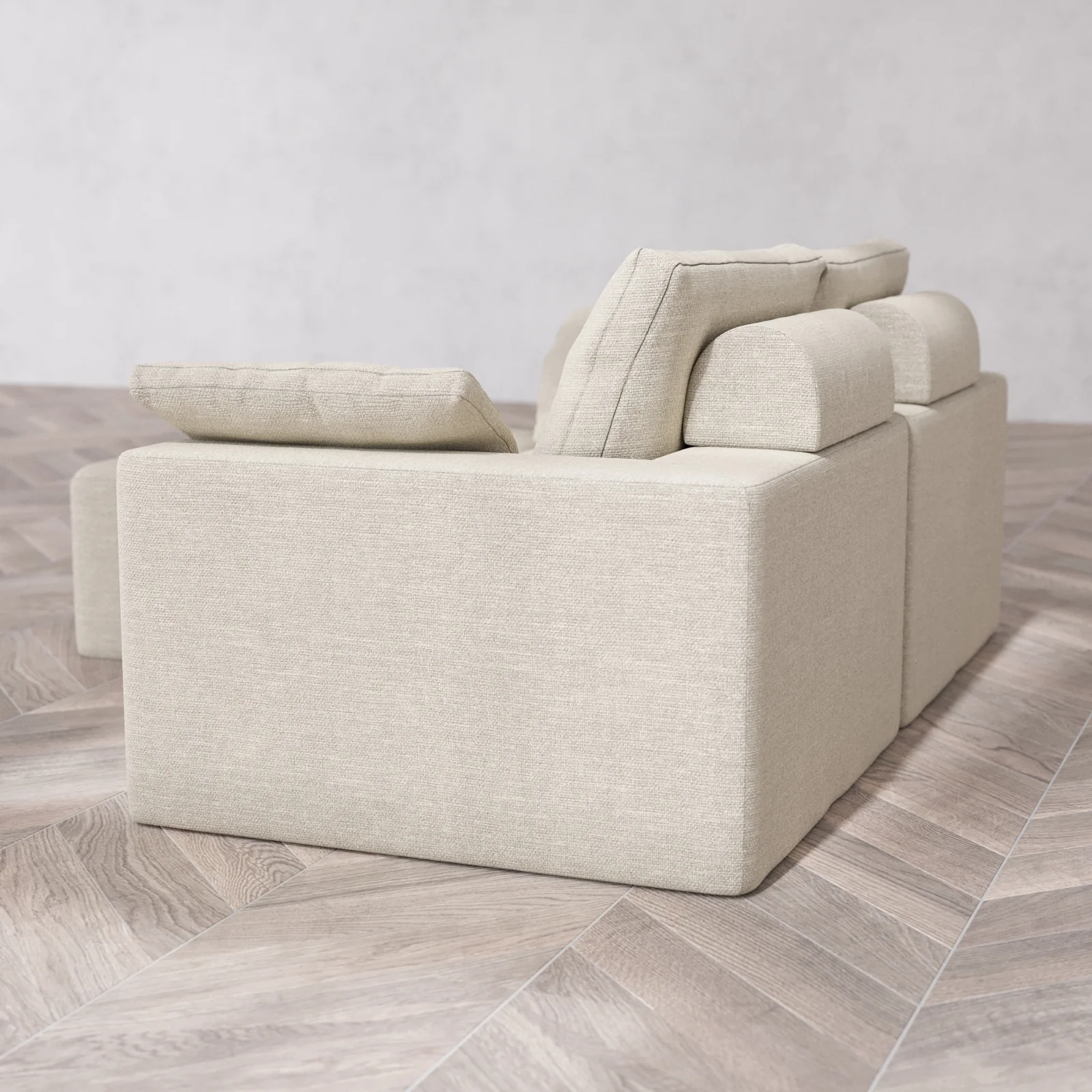 Modular Washable 2-Seater Chaise Sectional Cloud + Bolster Sofa | Plush Twill in Sandstone - Image 6