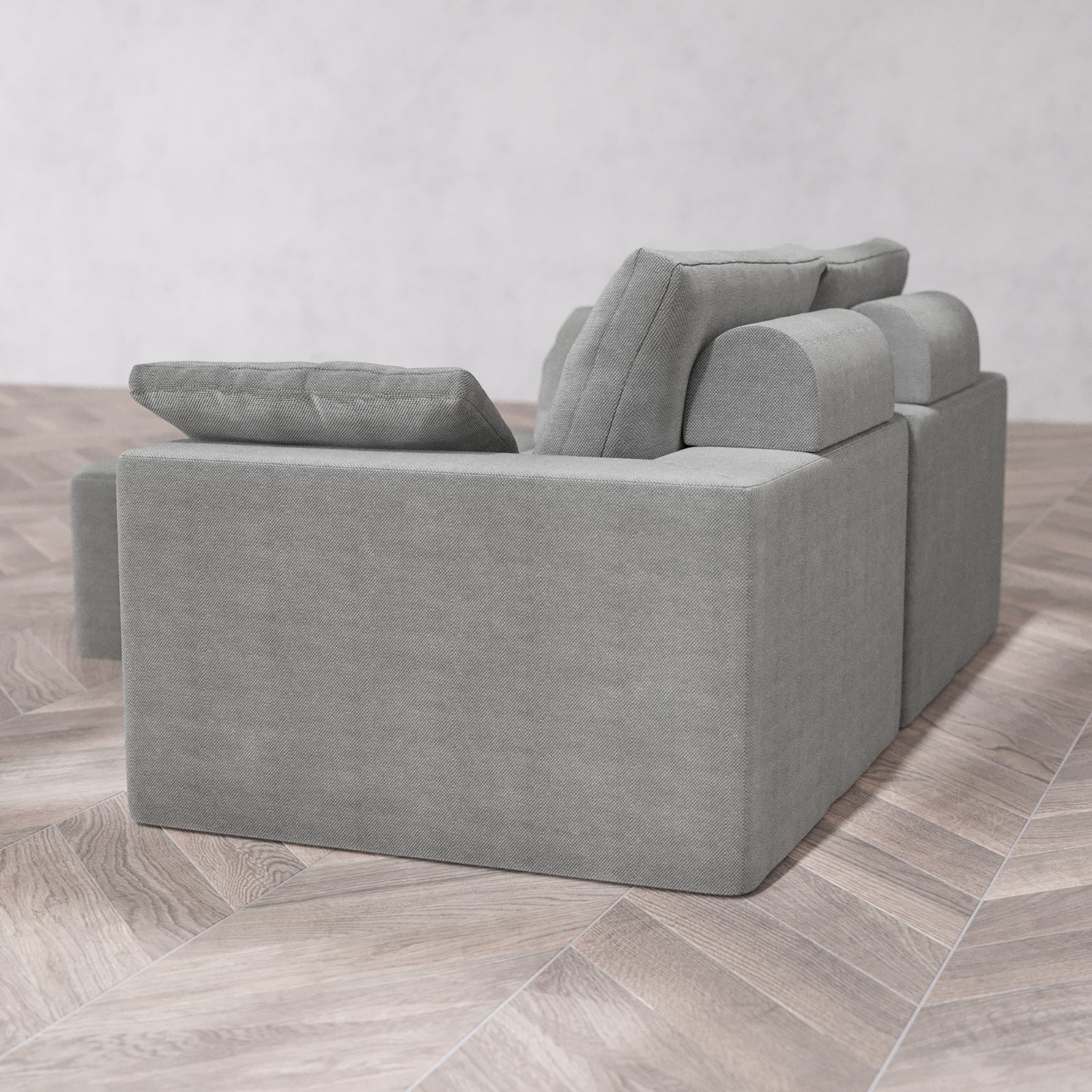 Modular Washable 2-Seater Chaise Sectional Cloud + Bolster Sofa | Lux Weave in Slate - Image 6