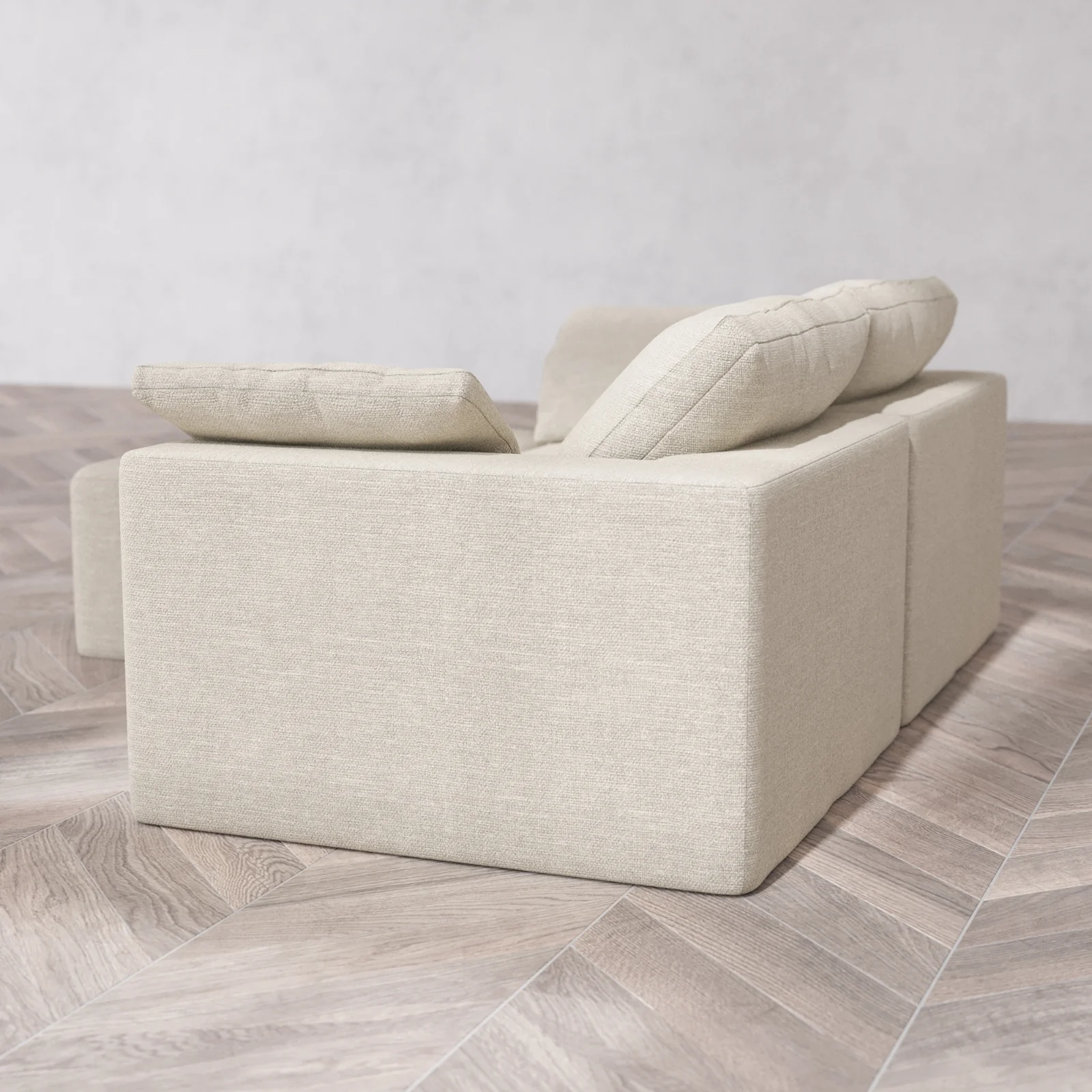 Modular Washable 2-Seater Chaise Sectional Cloud Sofa | Plush Twill in Sandstone - Image 6