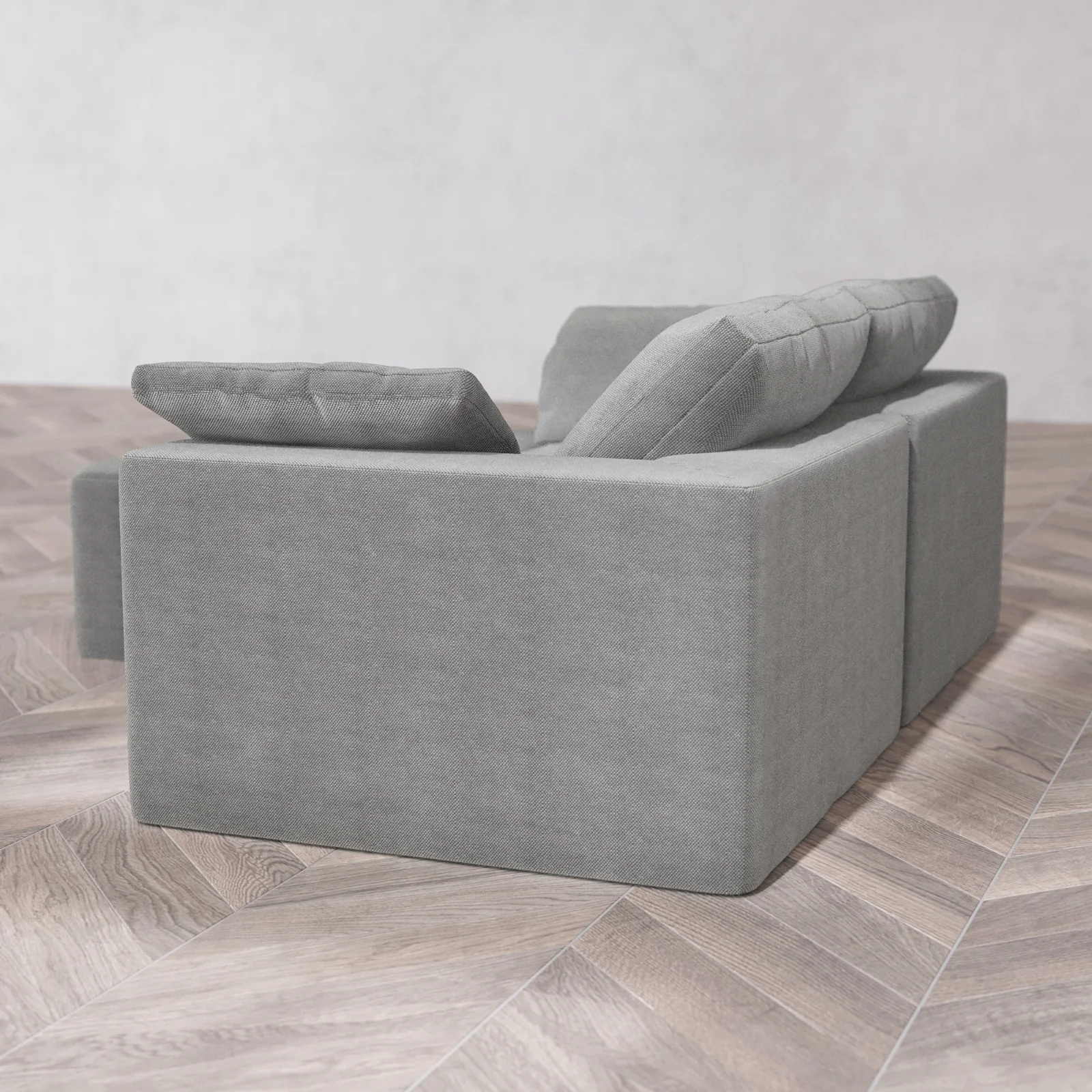 Modular Washable 2-Seater Chaise Sectional Cloud Sofa | Lux Weave in Slate - Image 6