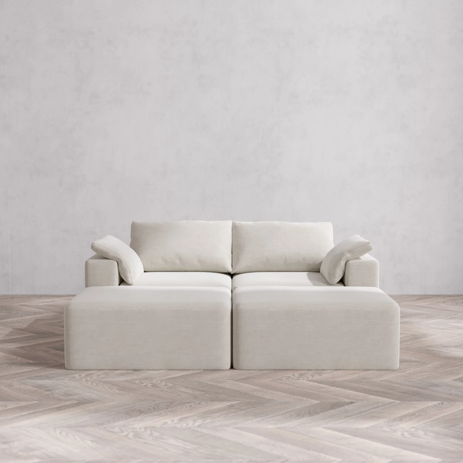 Modular Washable 2-Seater Daybed Cloud Sofa Sectional | Satin Velvet in Cashew
