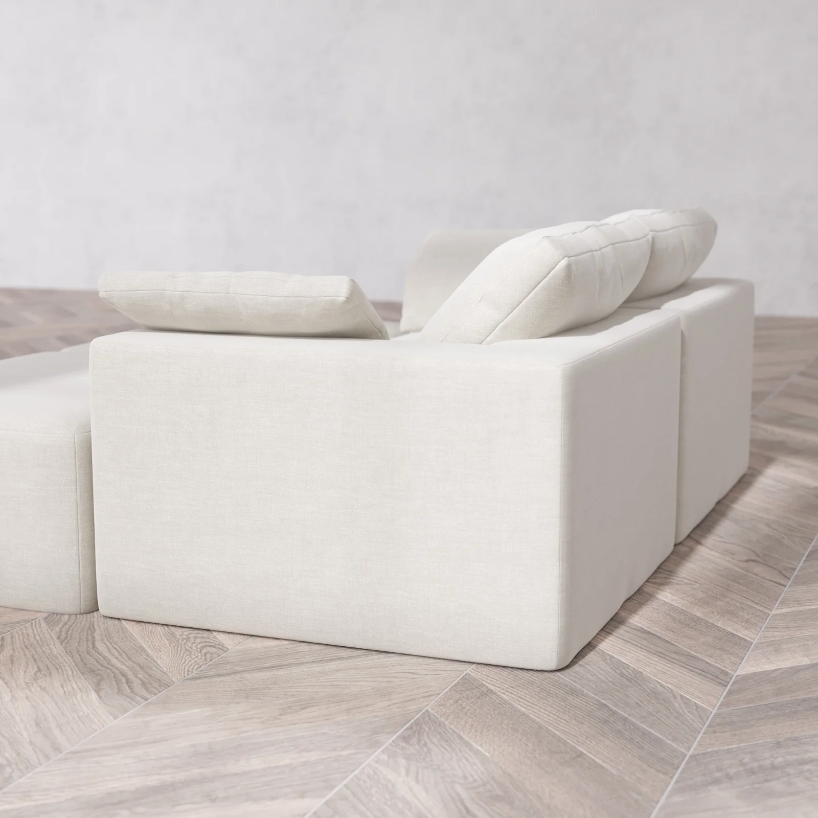 Modular Washable 2-Seater Daybed Cloud Sofa Sectional | Satin Velvet in Cashew - Image 6