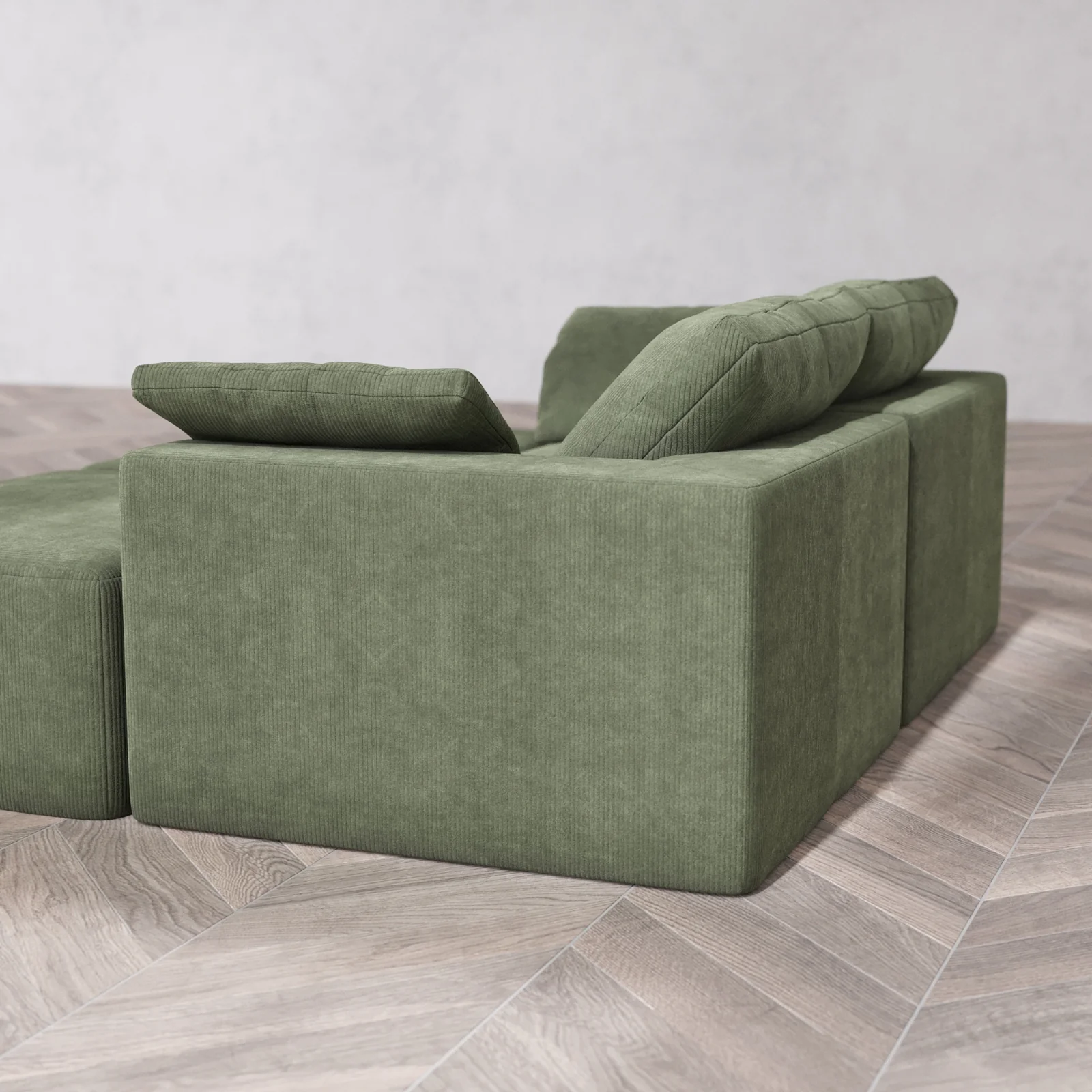 Modular Washable 2-Seater Daybed Cloud Sofa Sectional | Luxe Corduroy in Juniper - Image 6