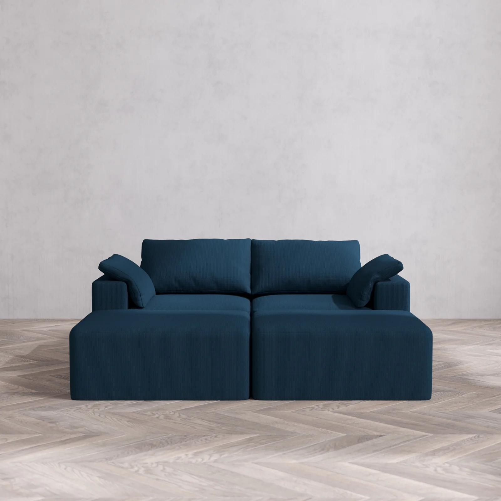 Modular Washable 2-Seater Daybed Cloud Sofa Sectional | Arden Weave in Lazuli