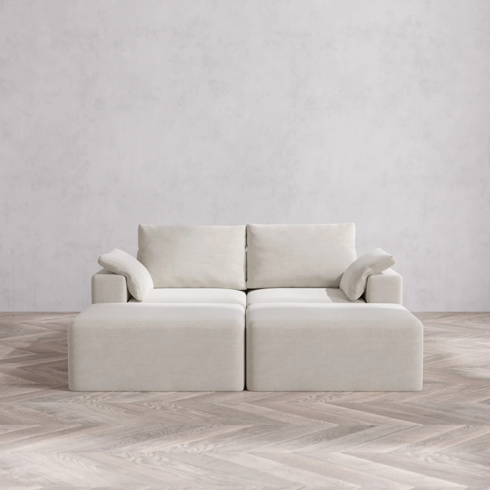 Modular Washable 2-Seater Daybed Cloud + Bolster Sofa Sectional | Satin Velvet in Cashew
