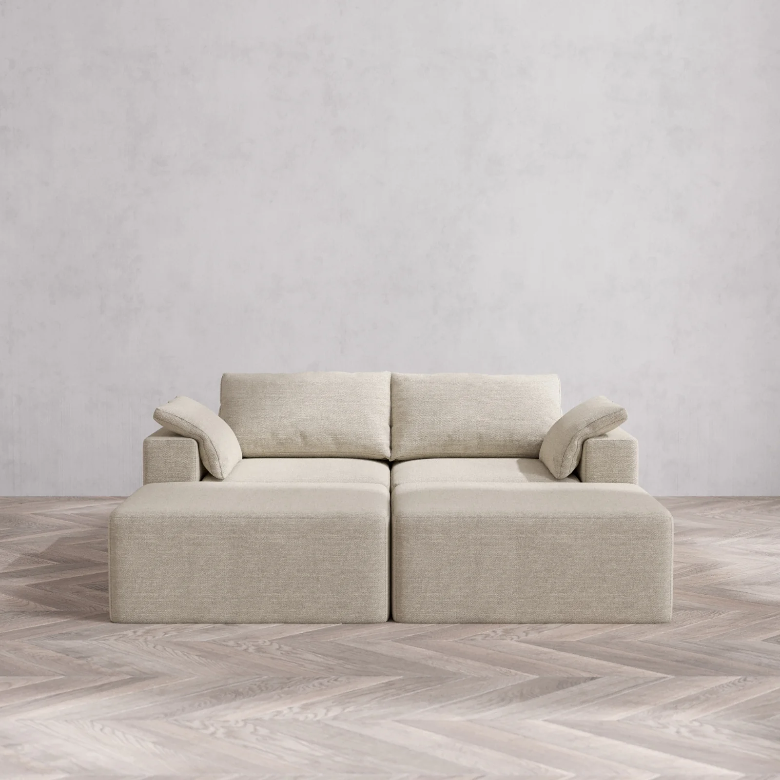 Modular Washable 2-Seater Daybed Cloud Sofa Sectional | Plush Twill in Sandstone