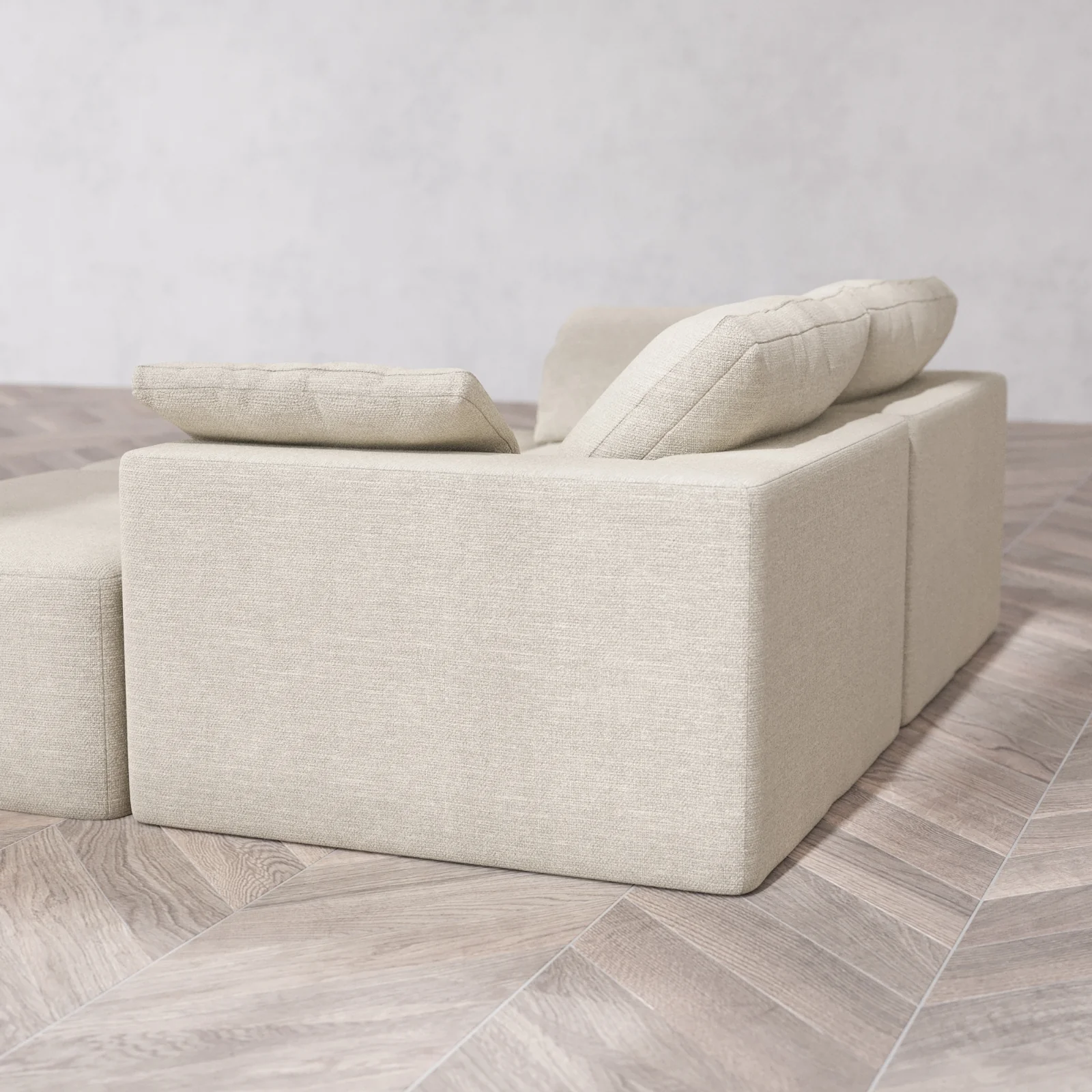 Modular Washable 2-Seater Daybed Cloud Sofa Sectional | Plush Twill in Sandstone - Image 6