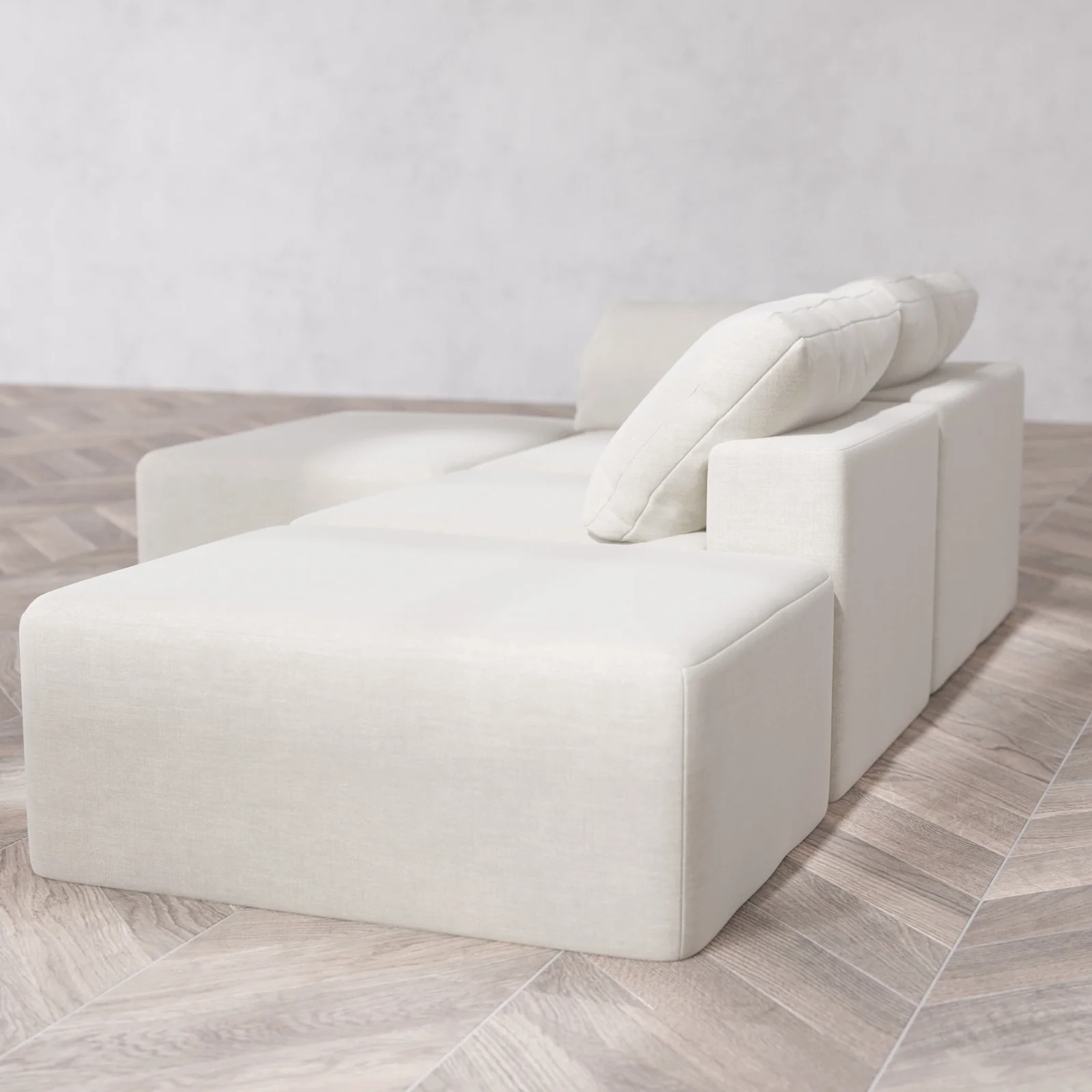 Modular Washable 2-Seater Open End Chaise Sectional Cloud Sofa | Left-Facing Arm | Satin Velvet in Cashew - Image 6