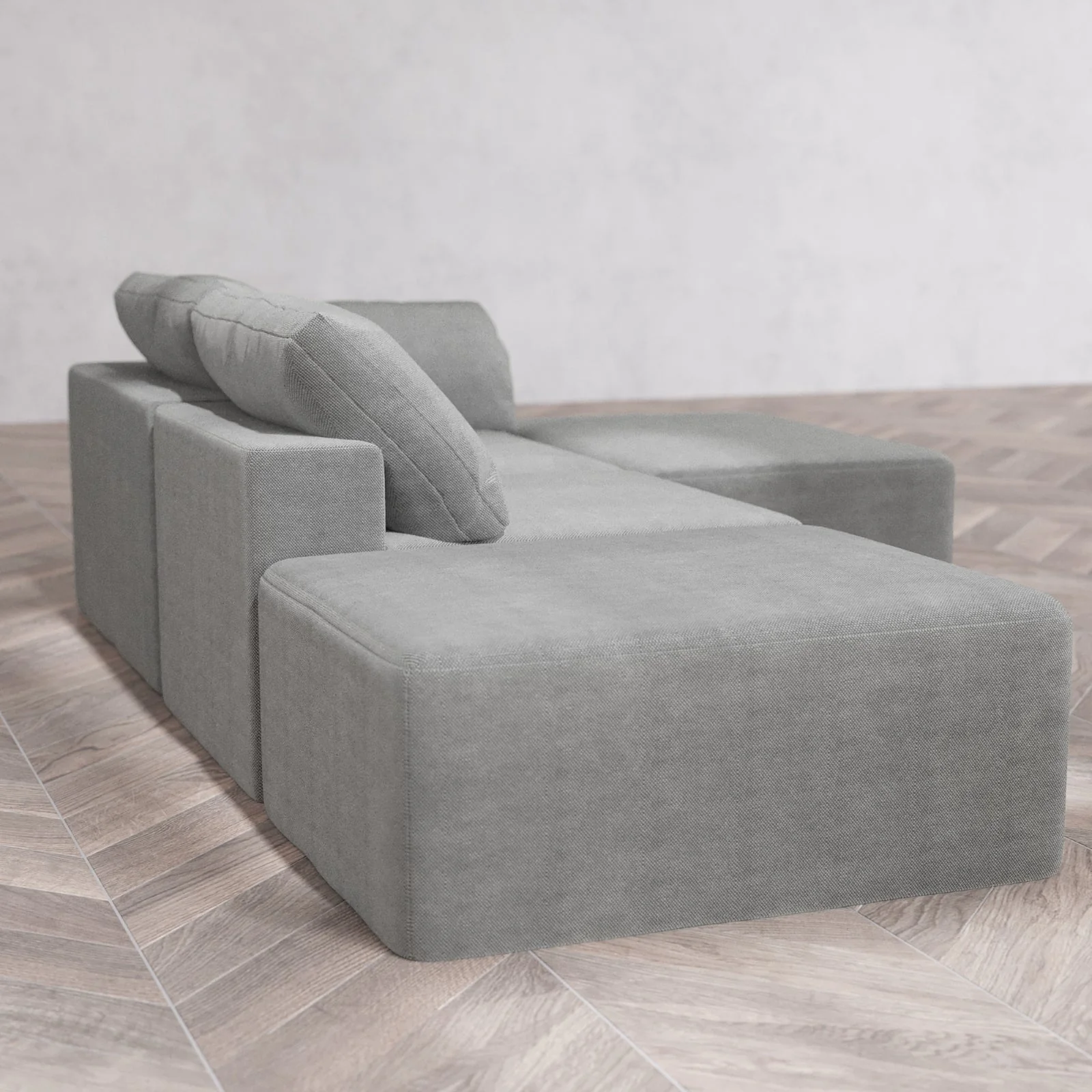 Modular Washable 2-Seater Open End Chaise Sectional Cloud Sofa | Right-Facing Arm | Lux Weave in Slate - Image 6