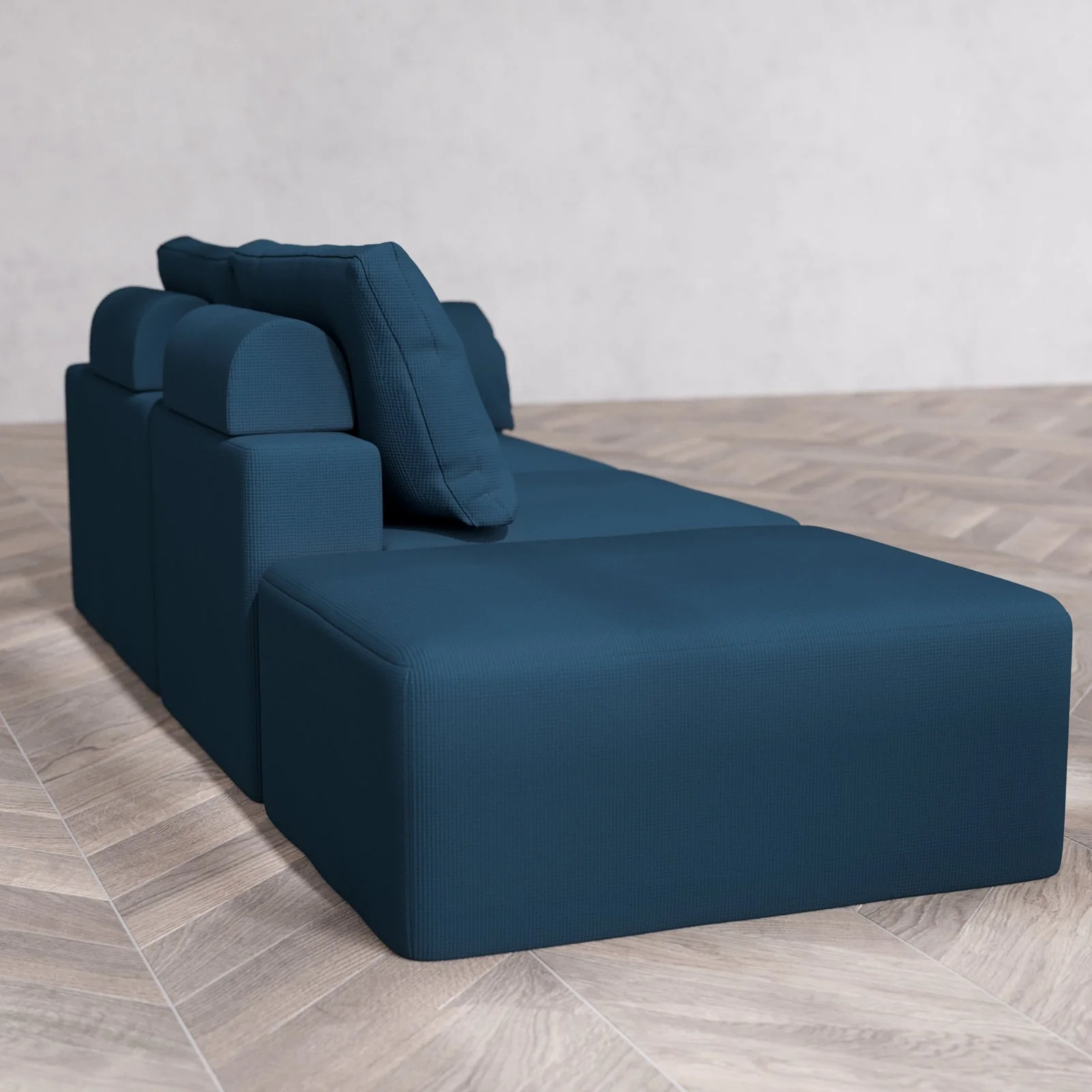 Modular Washable 2-Seater Open End Cloud + Bolster Sofa | Right-Facing Arm | Arden Weave in Lazuli - Image 6