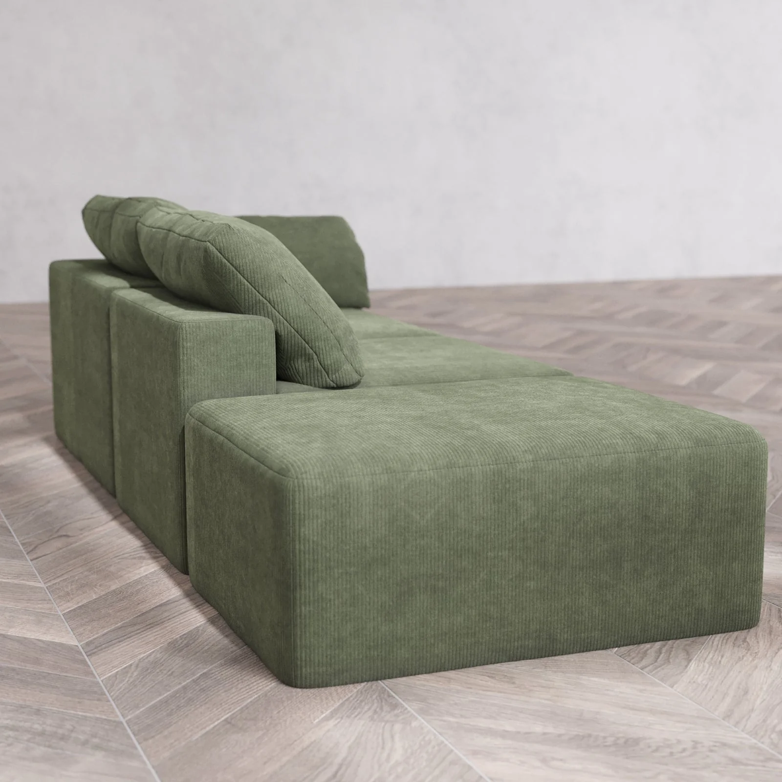 Modular Washable 2-Seater Open End Cloud Sofa | Right-Facing Arm | Luxe Corduroy in Juniper - Image 6