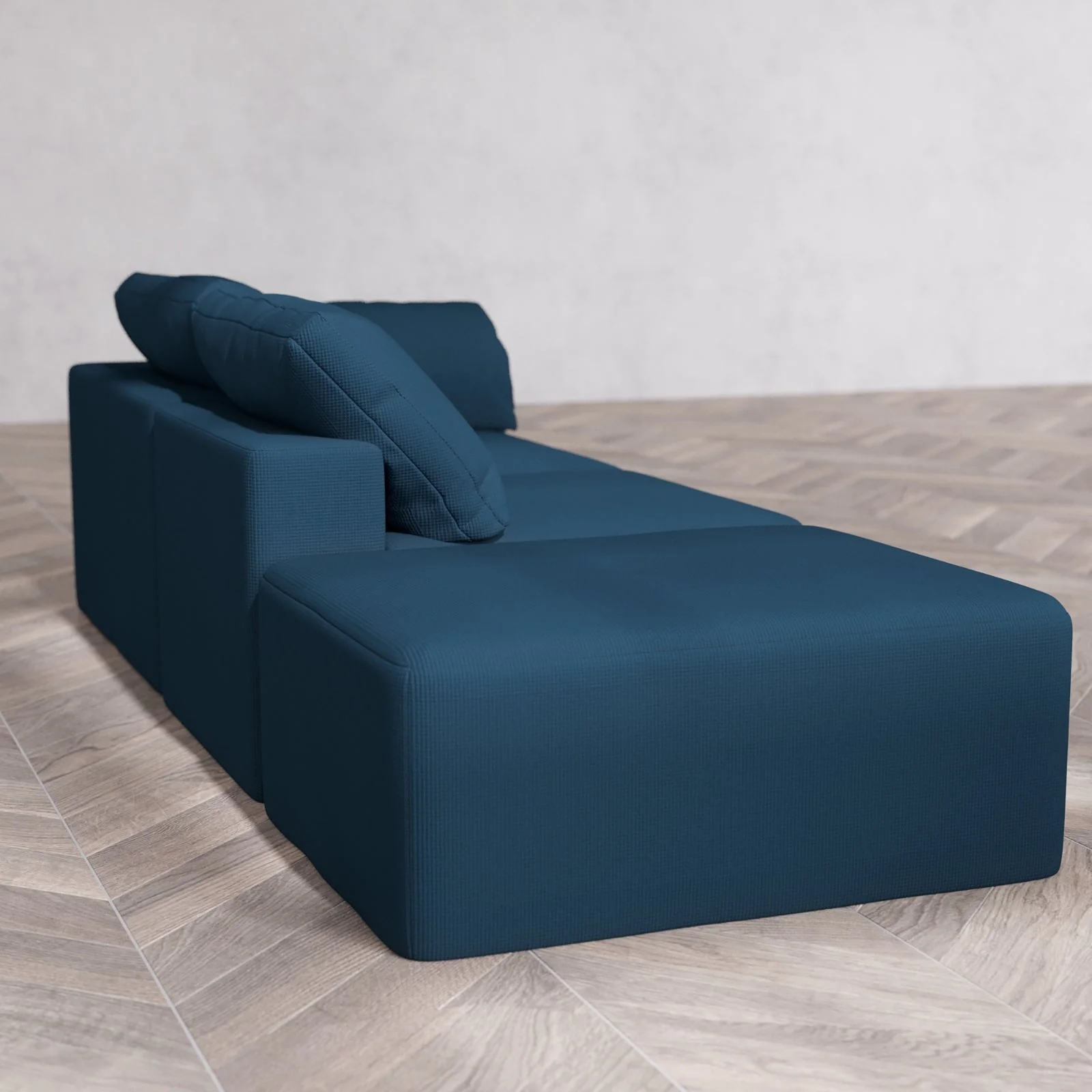 Modular Washable 2-Seater Open End Cloud Sofa | Right-Facing Arm | Arden Weave in Lazuli - Image 6