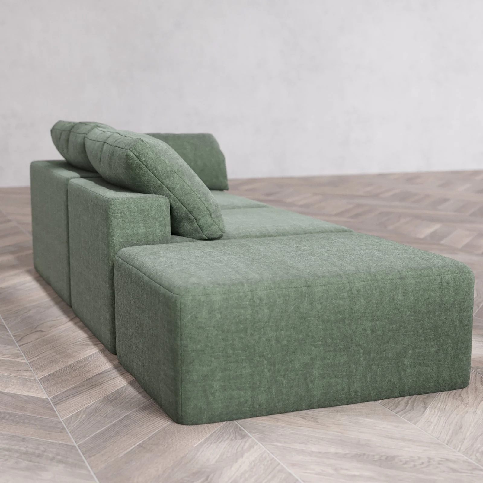 Modular Washable 2-Seater Open End Cloud Sofa | Right-Facing Arm | Heirloom Velvet in Sage - Image 6