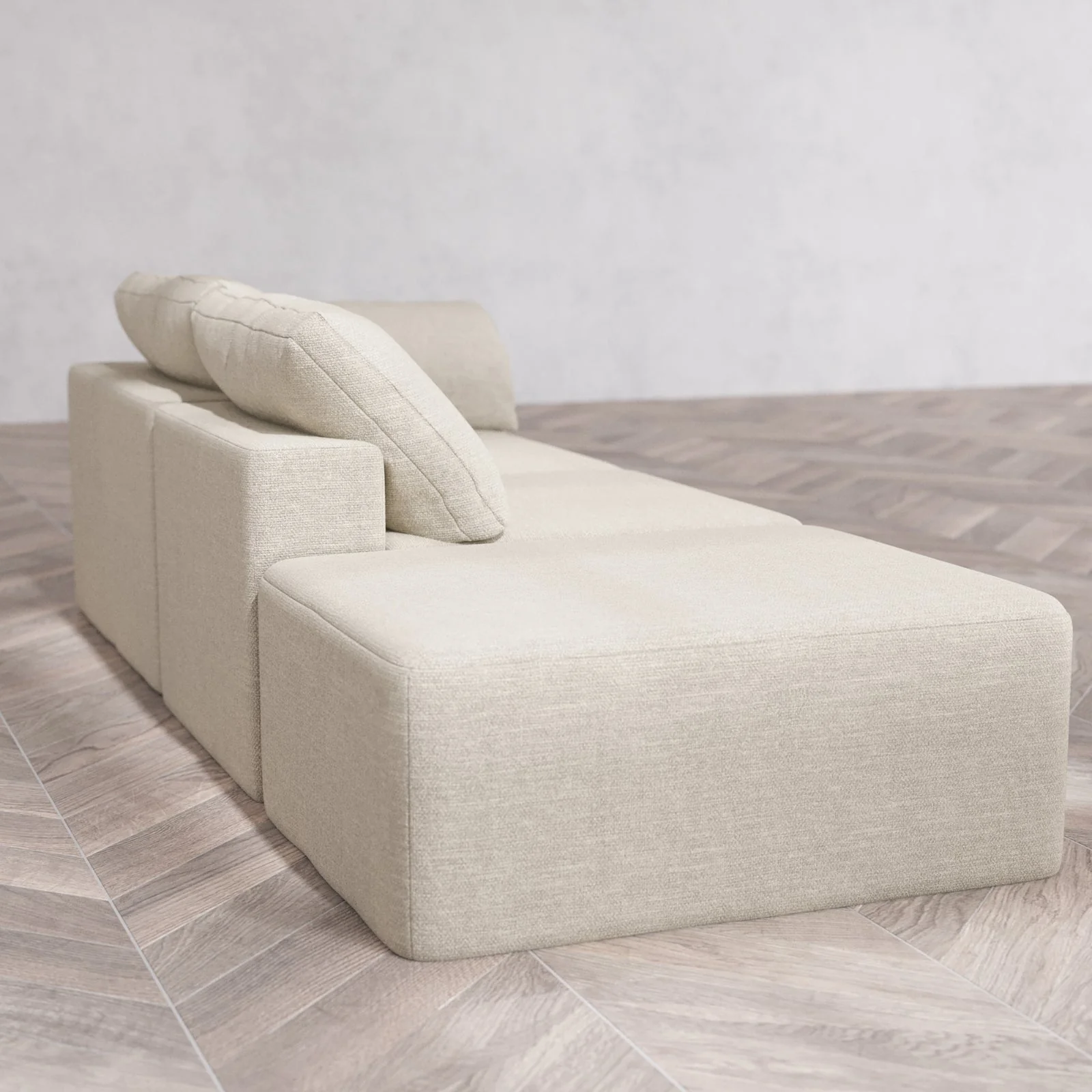 Modular Washable 2-Seater Open End Cloud Sofa | Right-Facing Arm | Plush Twill in Sandstone - Image 6