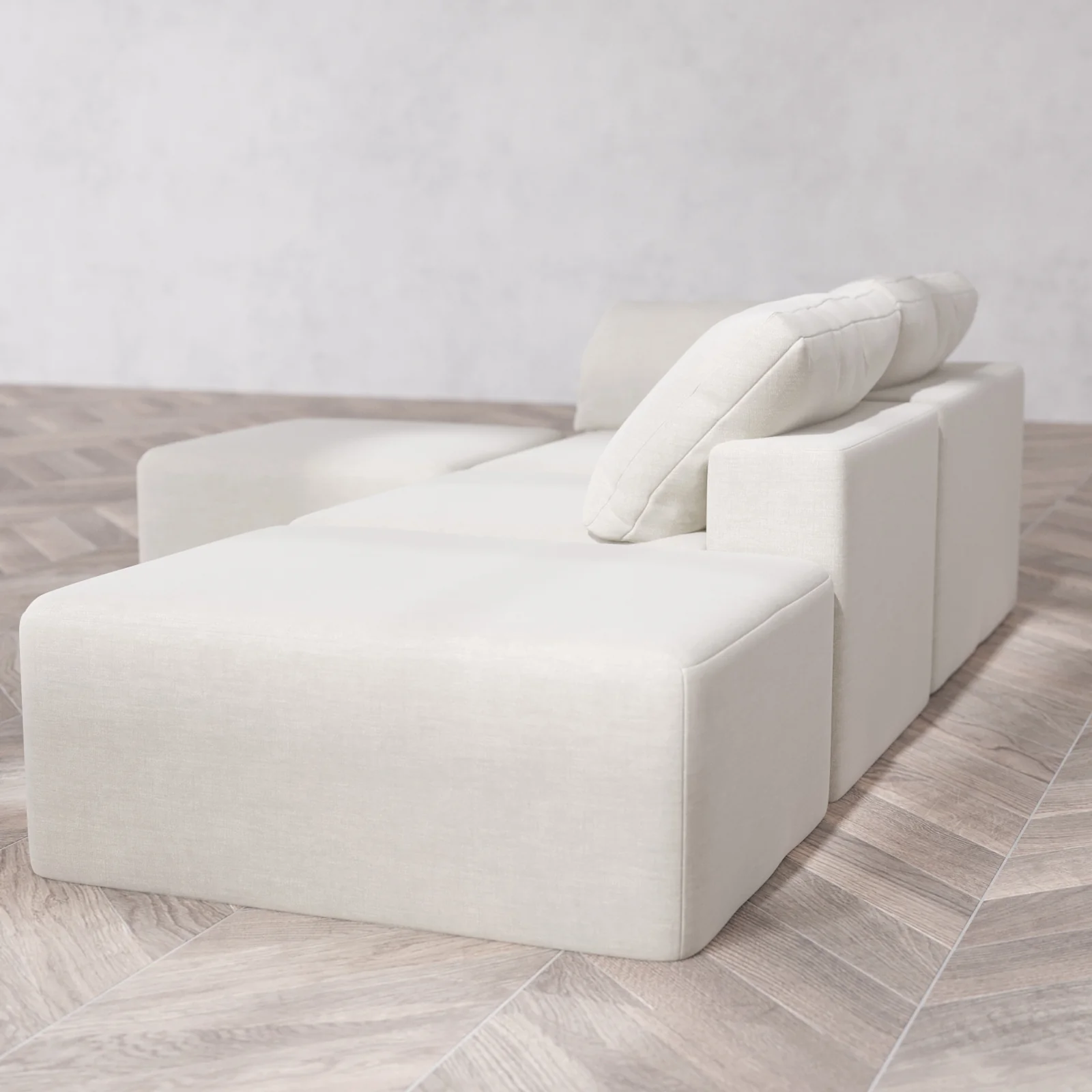 Modular Washable 2-Seater Open End Sectional Cloud Sofa | Left-Facing Arm | Satin Velvet in Cashew - Image 6