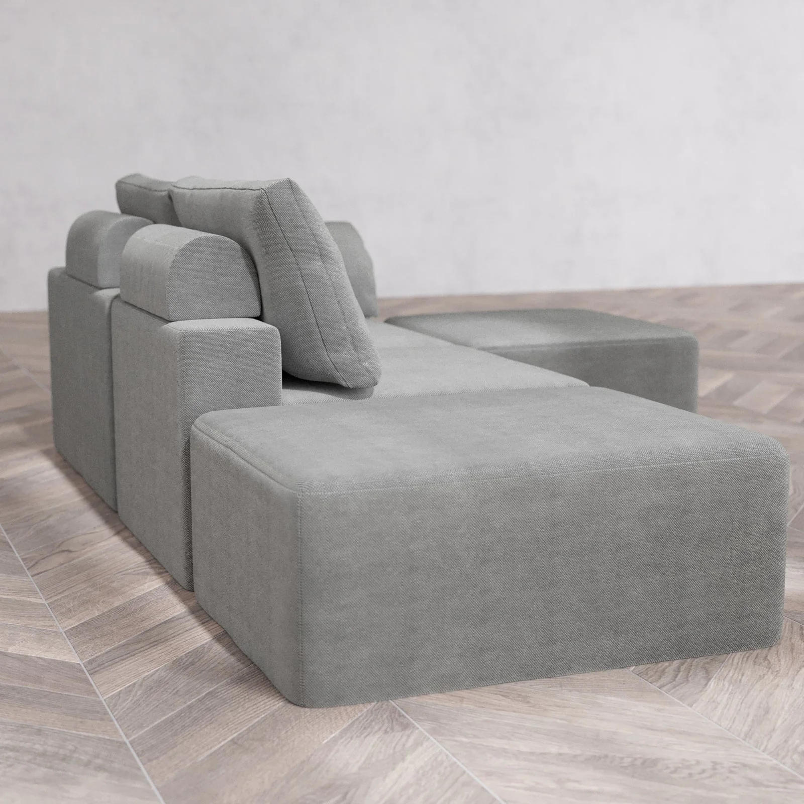 Modular Washable 2-Seater Open End Sectional Cloud + Bolster Sofa | Right-Facing Arm | Lux Weave in Slate - Image 6