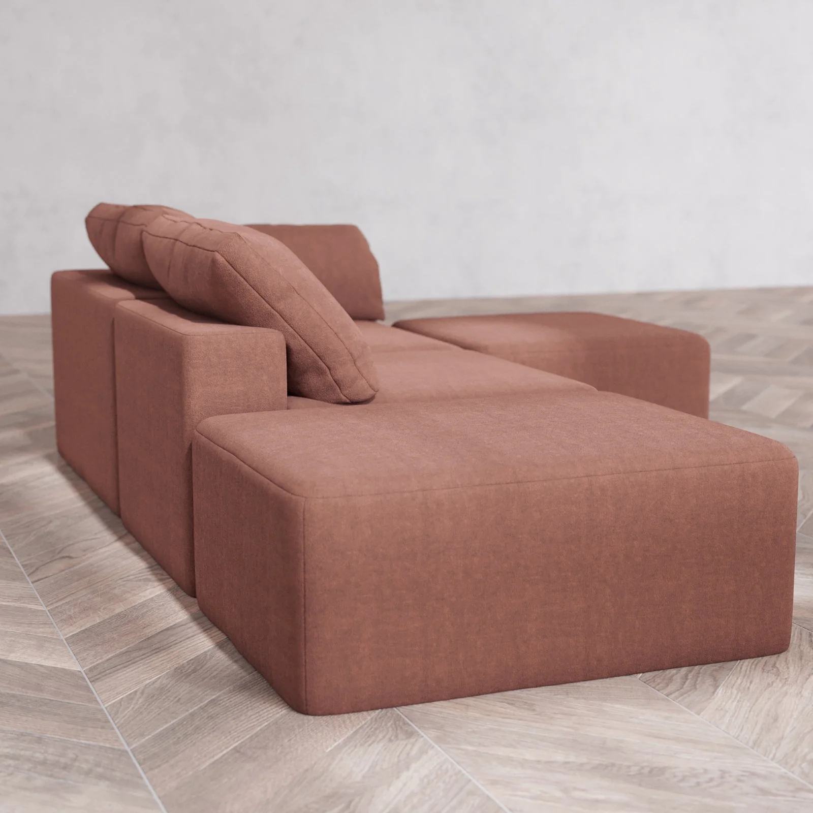 Modular Washable 2-Seater Open End Sectional Cloud Sofa | Right-Facing Arm | Heirloom Velvet in Sumac - Image 6