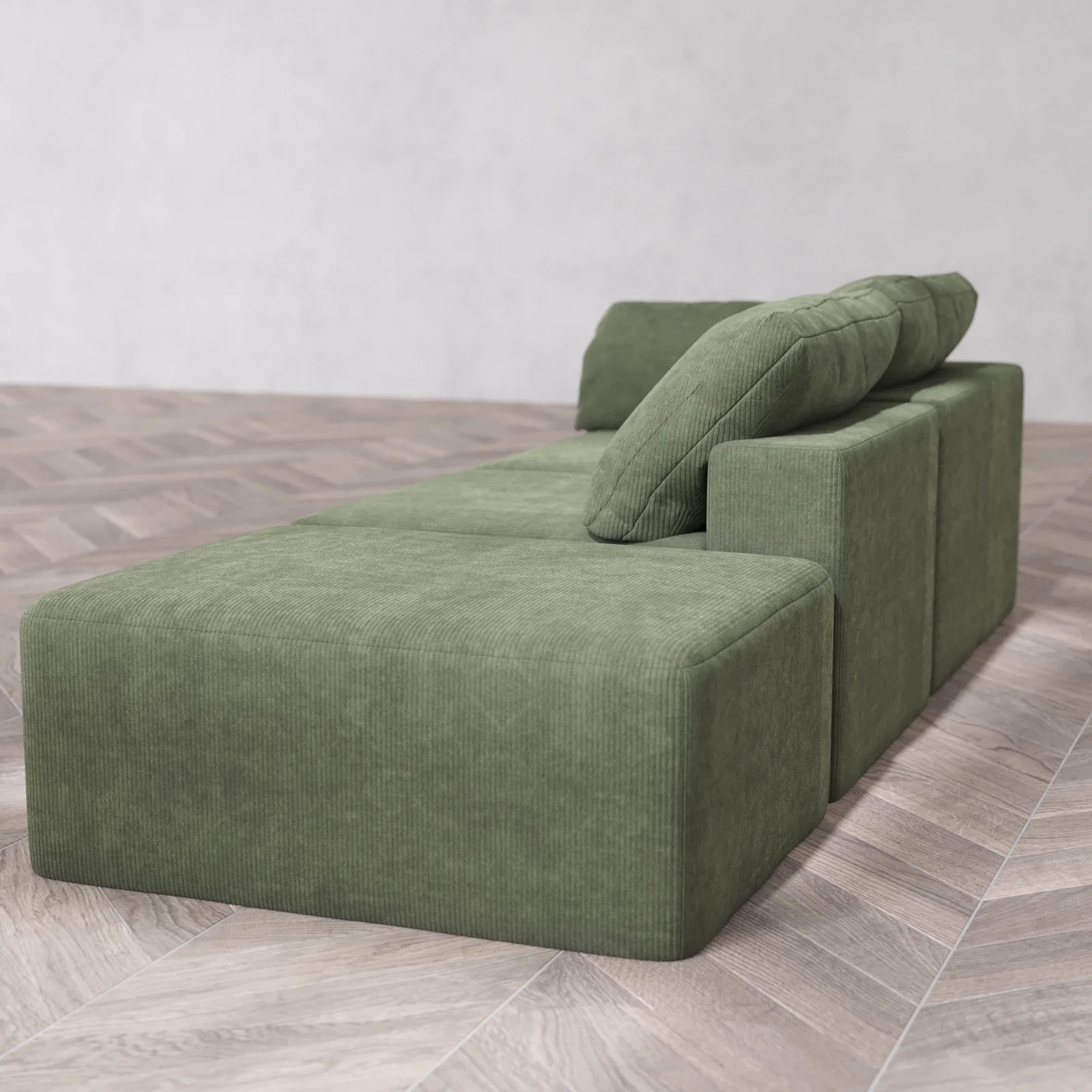Modular Washable 2-Seater Open End Cloud Sofa | Left-Facing Arm | Luxe Corduroy in Juniper - Image 6