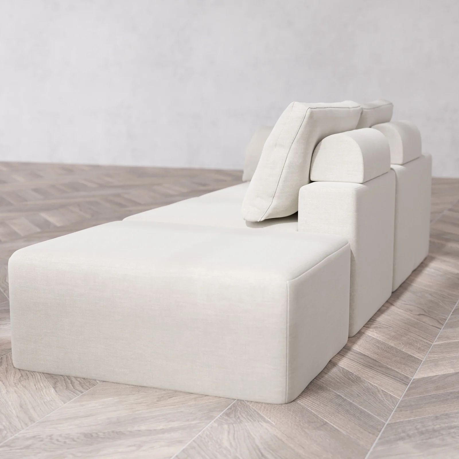 Modular Washable 2-Seater Open End Cloud + Bolster Sofa | Left-Facing Arm | Satin Velvet in Cashew - Image 6