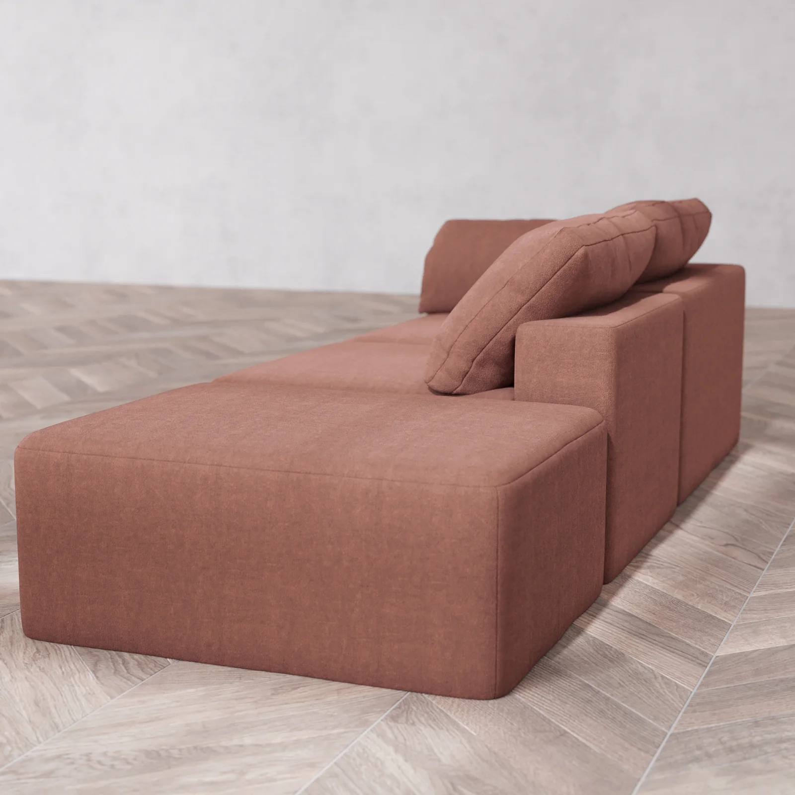 Modular Washable 2-Seater Open End Cloud Sofa | Left-Facing Arm | Heirloom Velvet in Sumac - Image 6