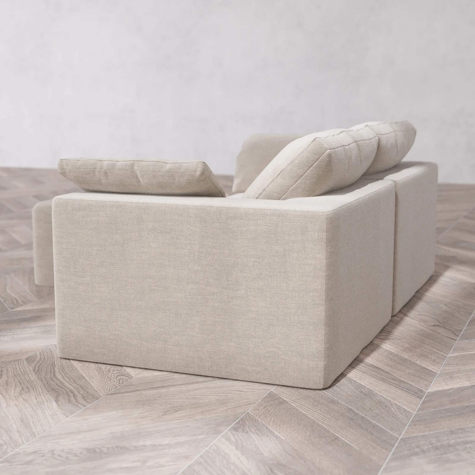 Modular Washable 2-Seater Sectional Cloud Sofa | Satin Velvet in Caraway - Image 6