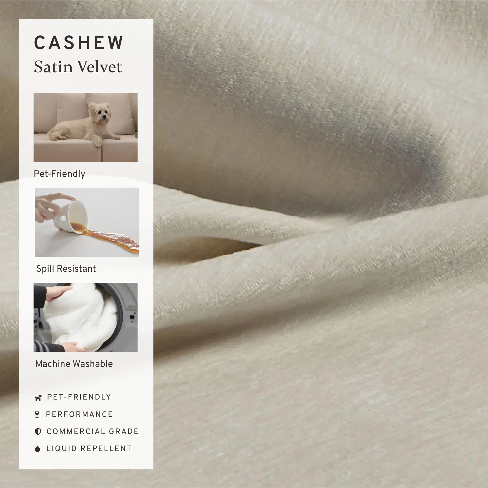 Modular Washable 2-Seater Sectional Cloud Sofa | Satin Velvet in Cashew - Image 3