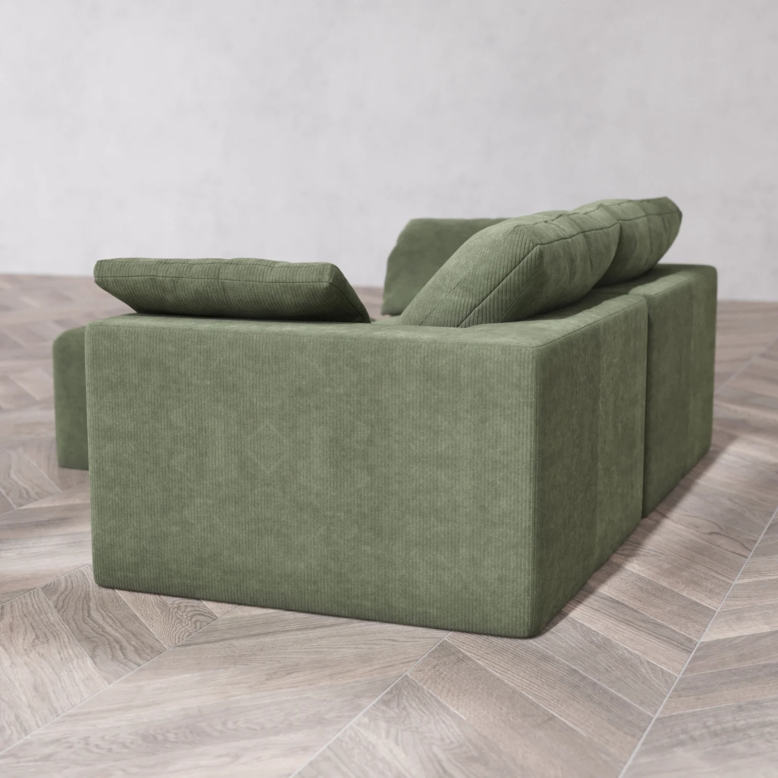 Modular Washable 2-Seater Sectional Cloud Sofa | Luxe Corduroy in Juniper - Image 6