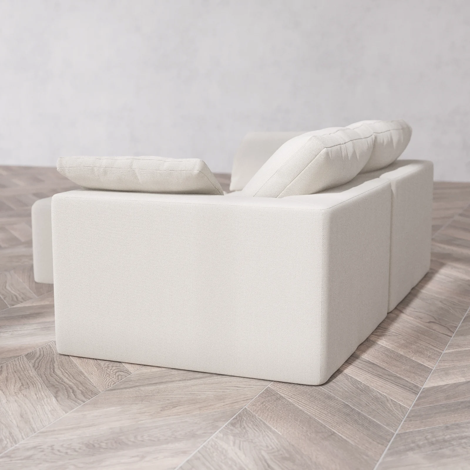 Modular Washable 2-Seater Sectional Cloud Sofa | Lux Weave in Pearl - Image 6
