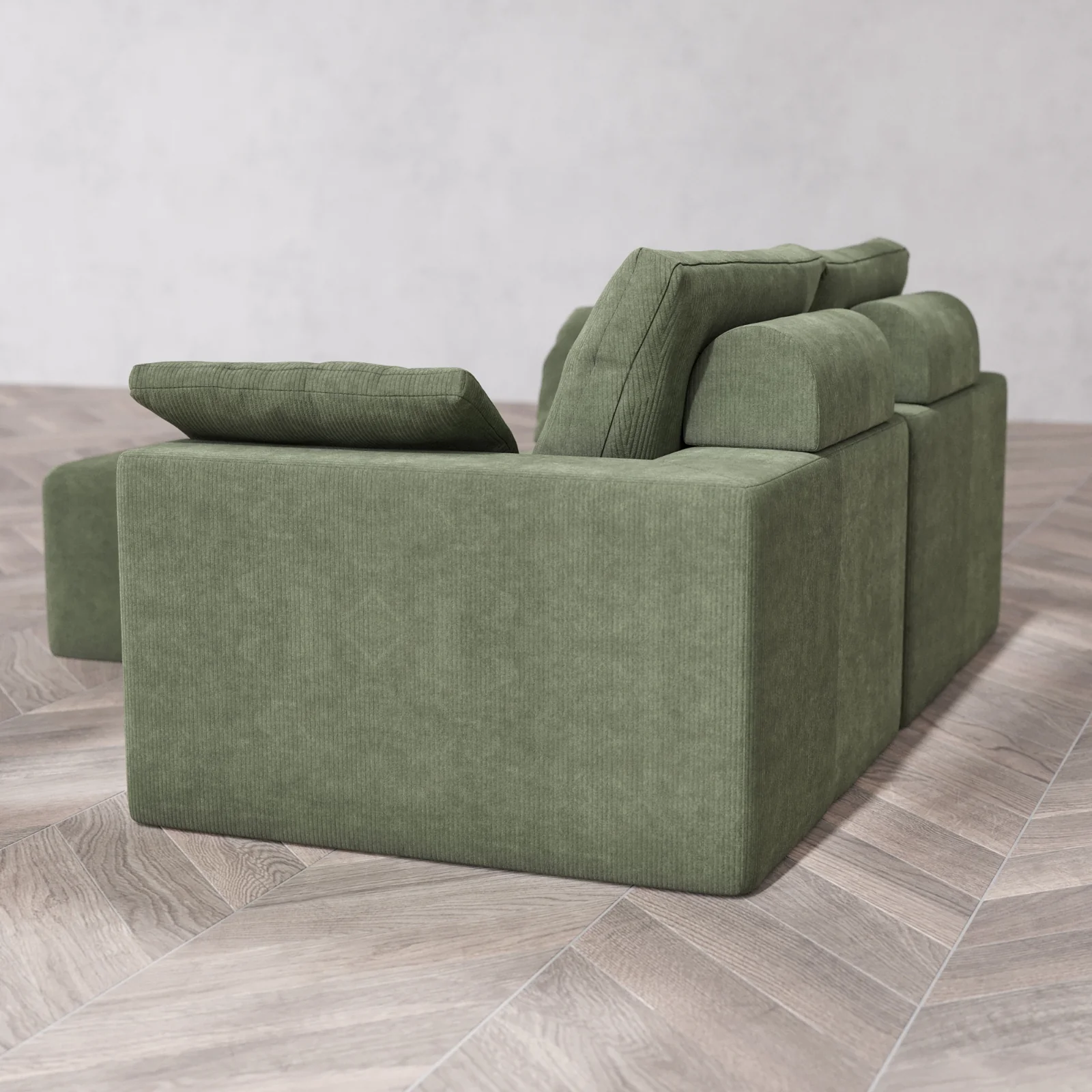 Modular Washable 2-Seater Sectional Cloud + Bolster Sofa | Luxe Corduroy in Juniper - Image 6