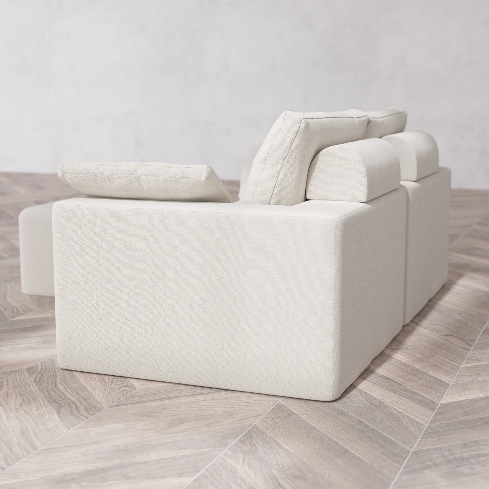 Modular Washable 2-Seater Sectional Cloud + Bolster Sofa | Lux Weave in Pearl - Image 6