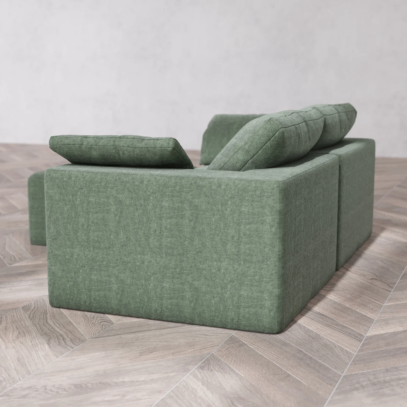 Modular Washable 2-Seater Sectional Cloud Sofa | Heirloom Velvet in Sage - Image 6
