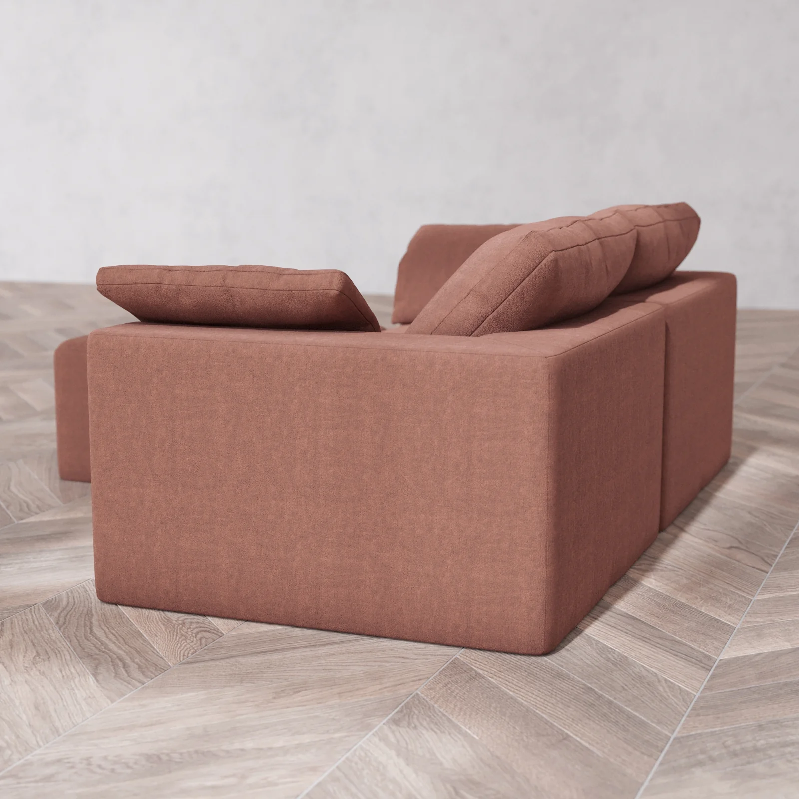 Modular Washable 2-Seater Sectional Cloud Sofa | Heirloom Velvet in Sumac - Image 6