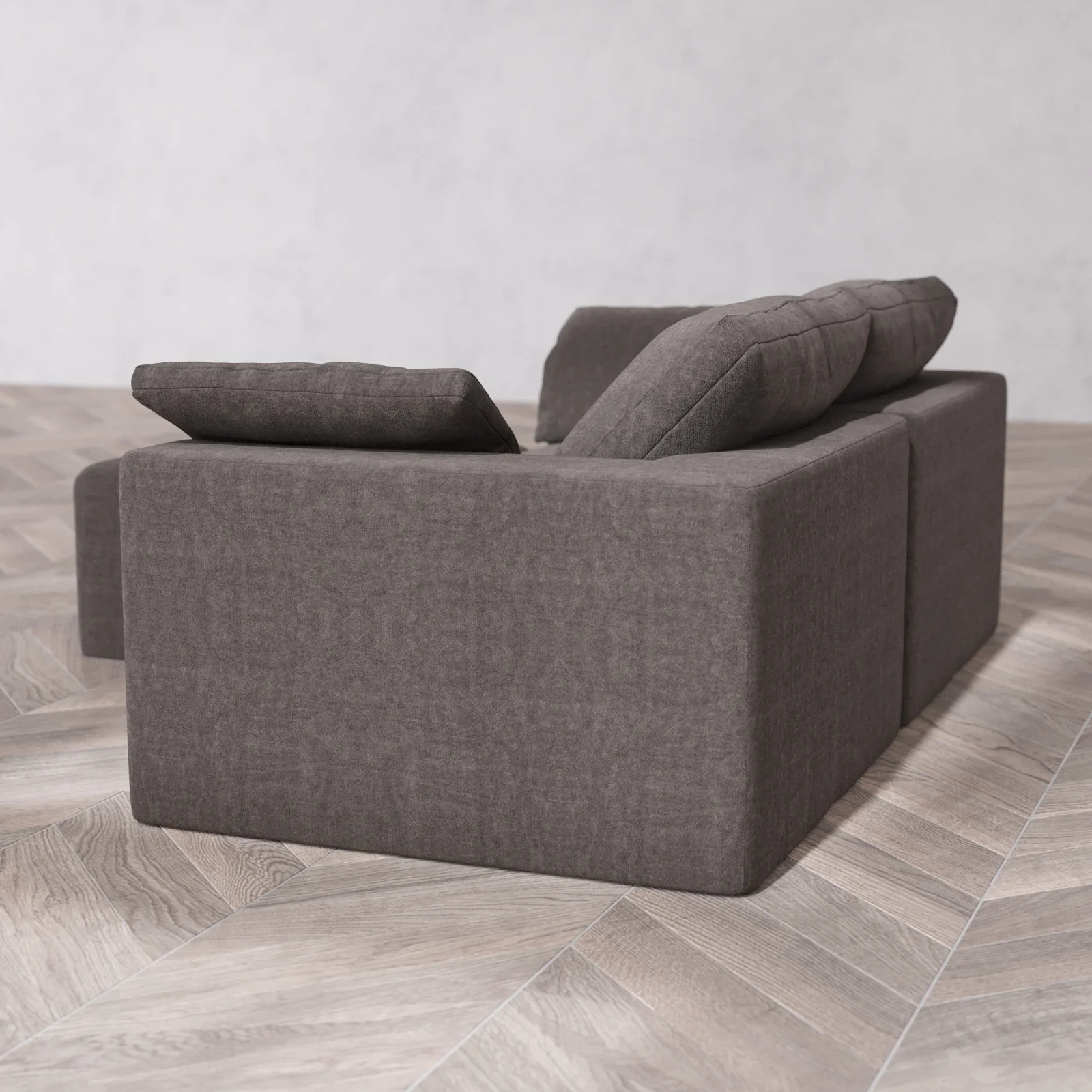 Modular Washable 2-Seater Sectional Cloud Sofa | Heirloom Velvet in Truffle - Image 6
