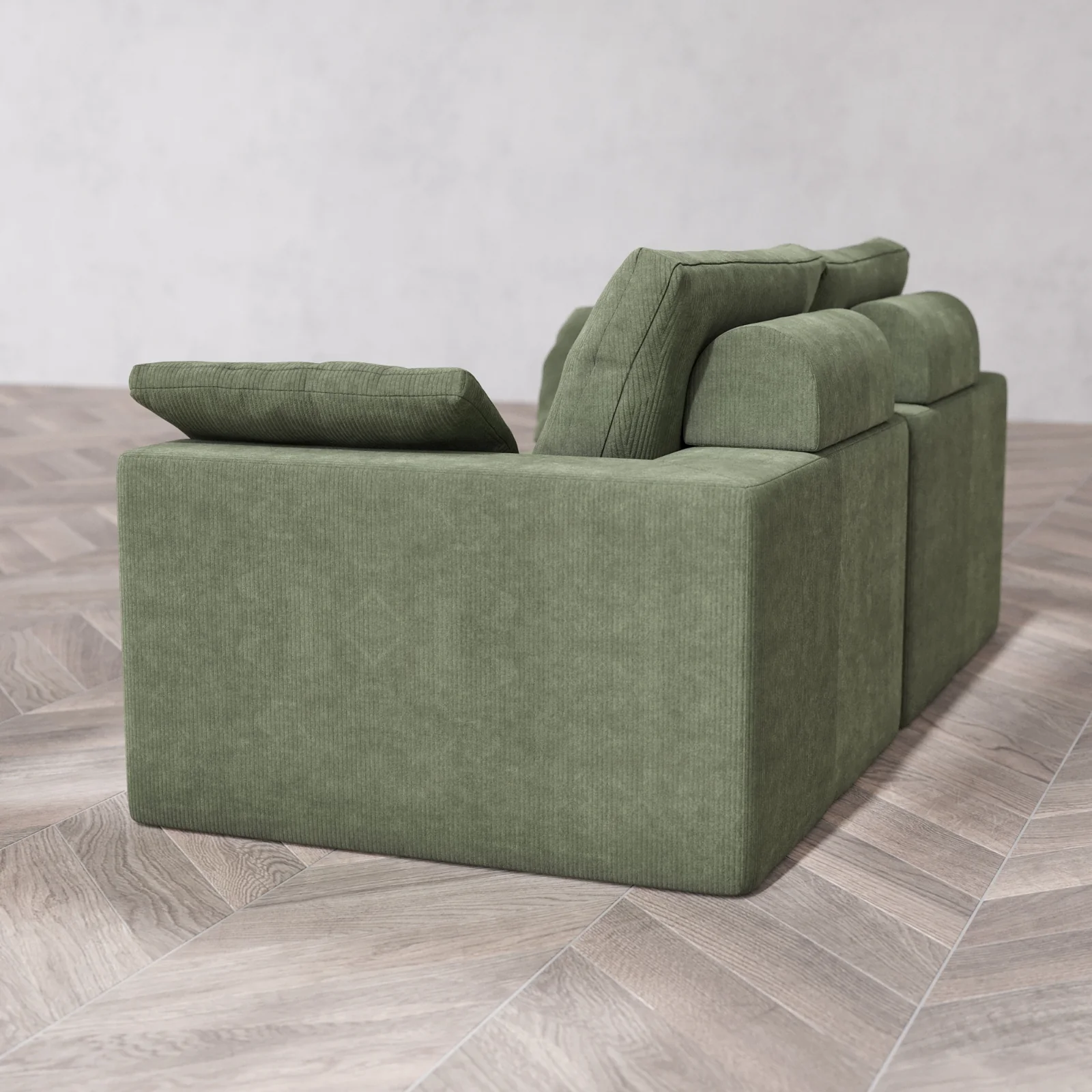 Modular Washable 2-Seater Cloud + Bolster Sofa | Luxe Corduroy in Juniper - Image 6