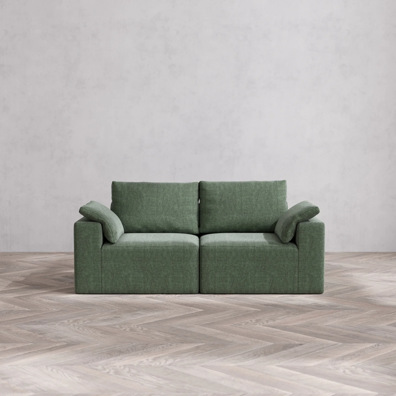 Modular Washable 2-Seater Cloud + Bolster Sofa | Heirloom Velvet in Sage