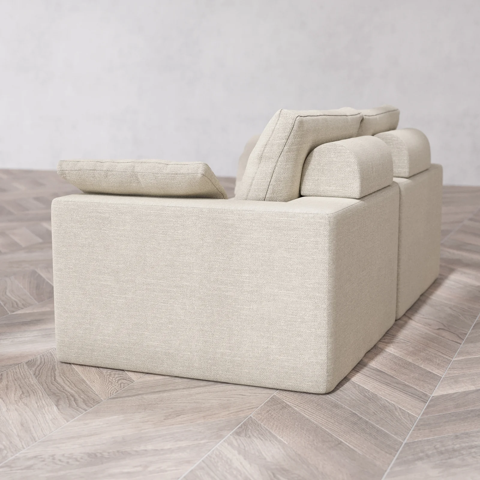 Modular Washable 2-Seater Cloud + Bolster Sofa | Plush Twill in Sandstone - Image 6