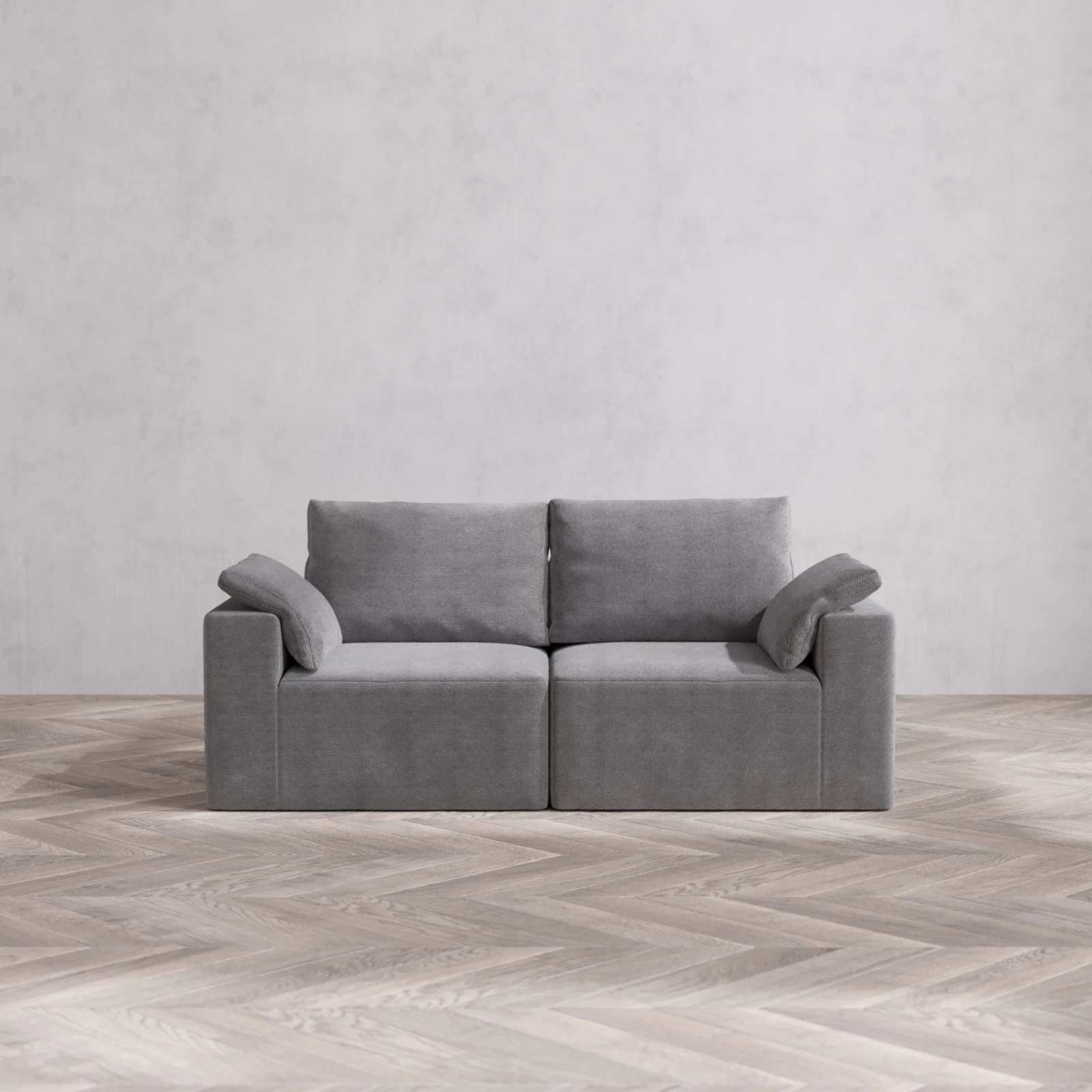 Modular Washable 2-Seater Cloud + Bolster Sofa | Lux Weave in Slate
