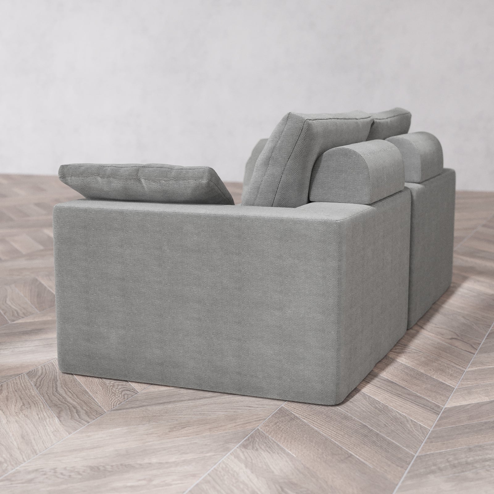 Modular Washable 2-Seater Cloud + Bolster Sofa | Lux Weave in Slate - Image 6