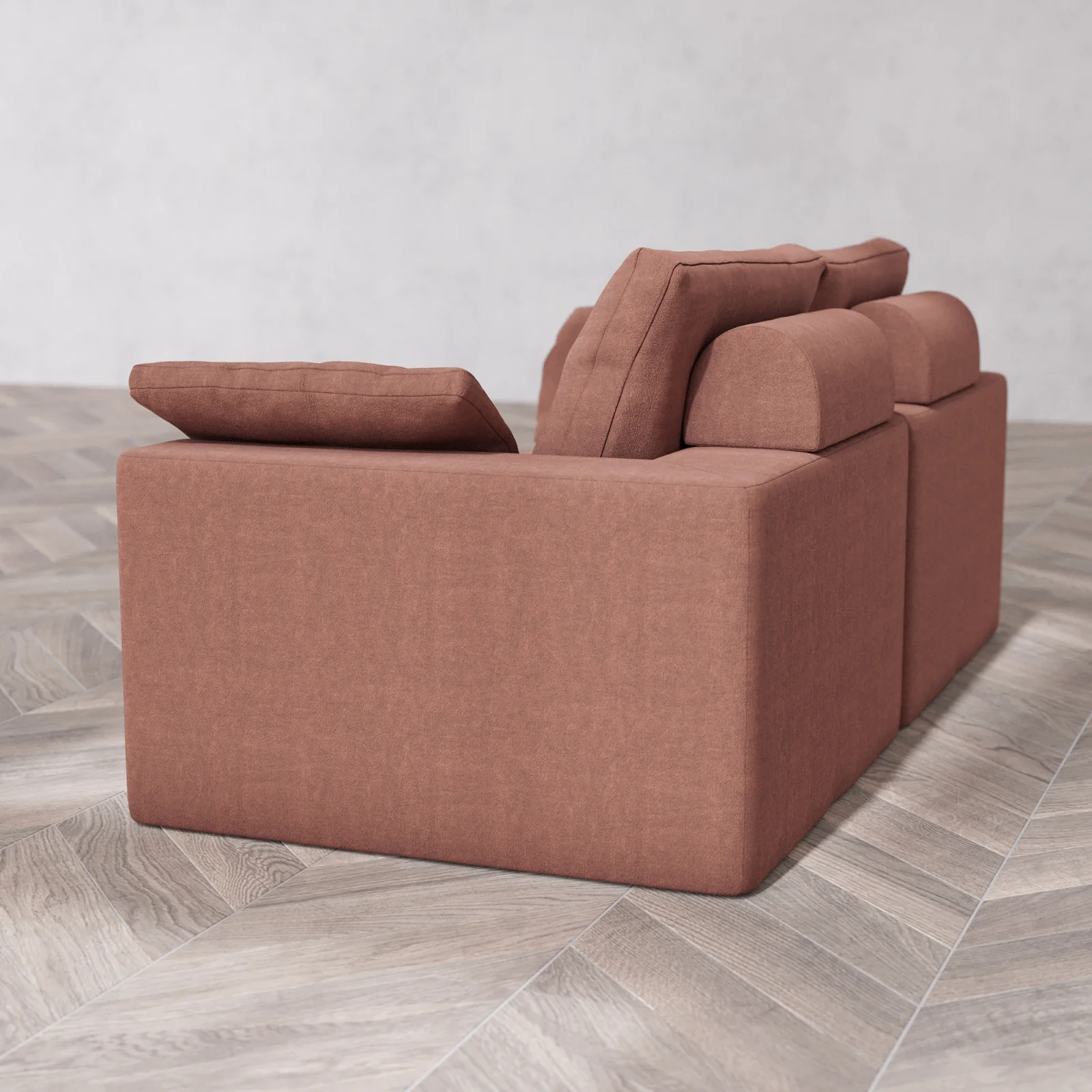 Modular Washable 2-Seater Cloud + Bolster Sofa | Heirloom Velvet in Sumac - Image 6
